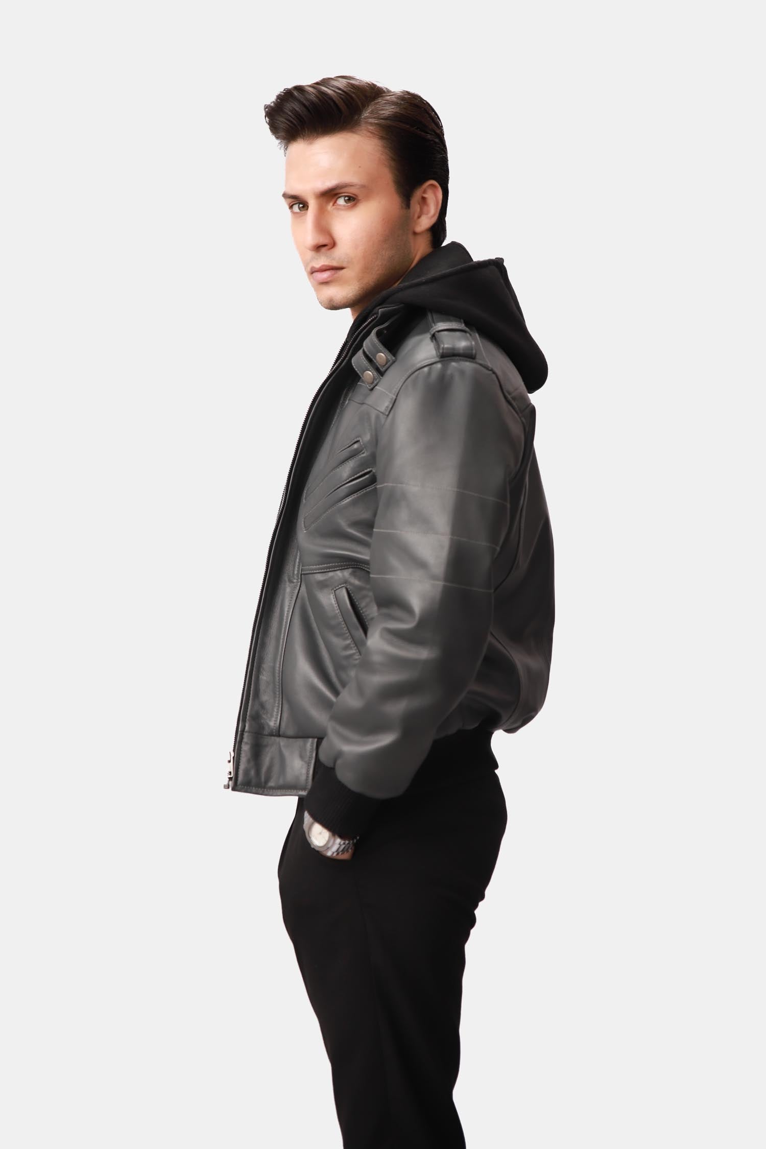 Black Bomber Leather Jacket 