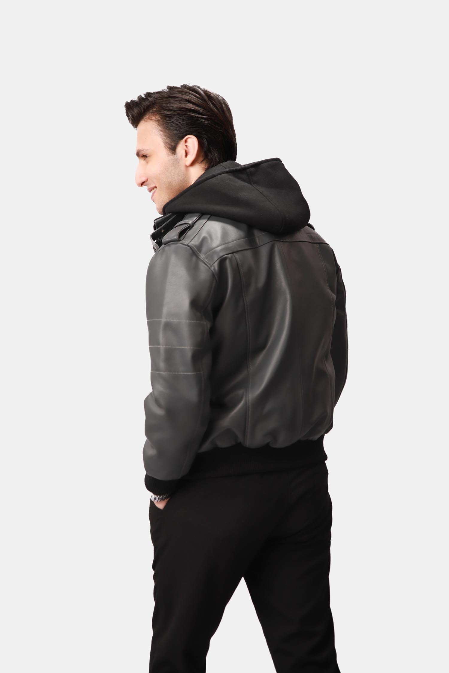 Black Bomber Leather Jacket 