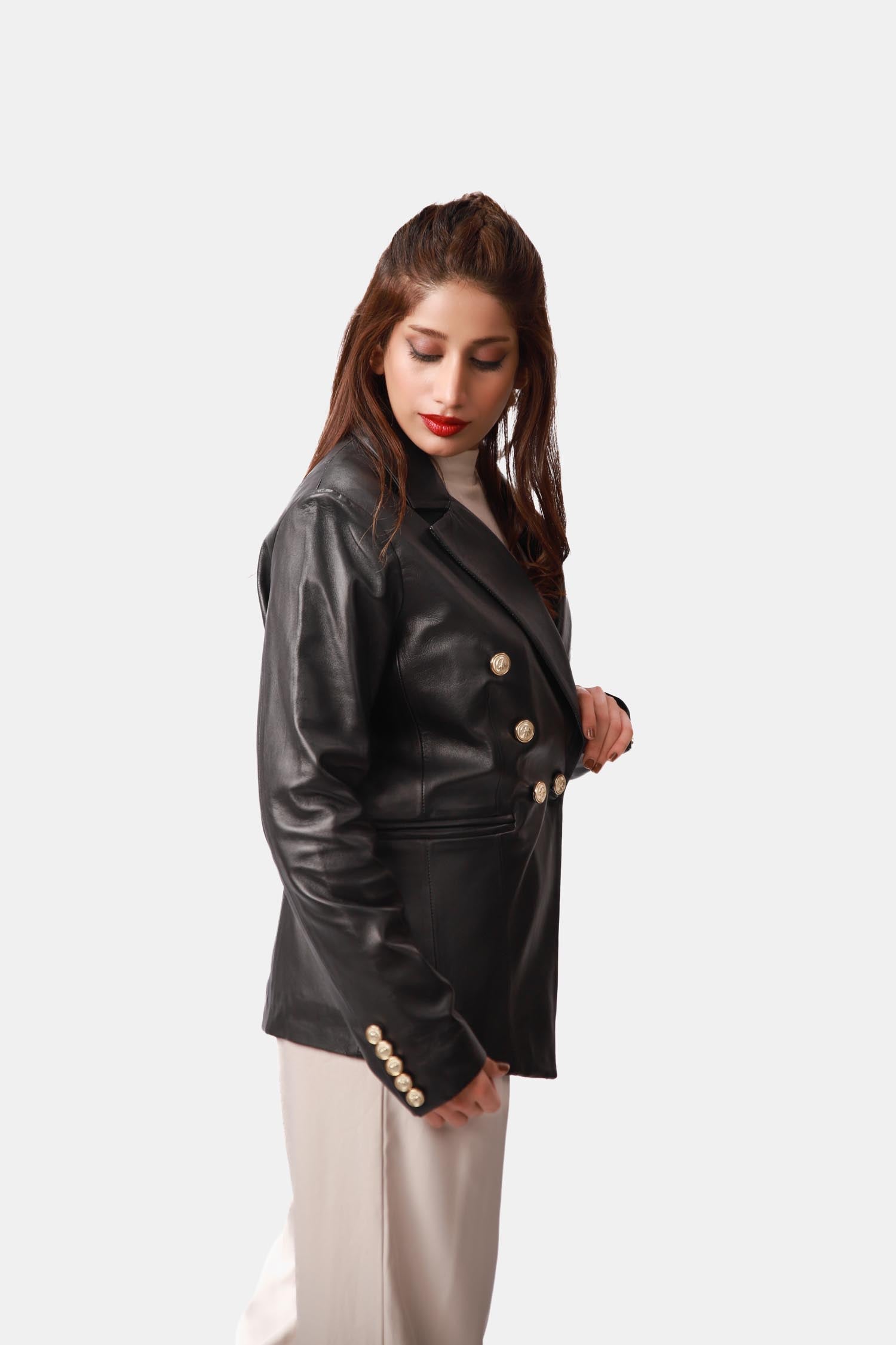Black Leather Blazer Coat