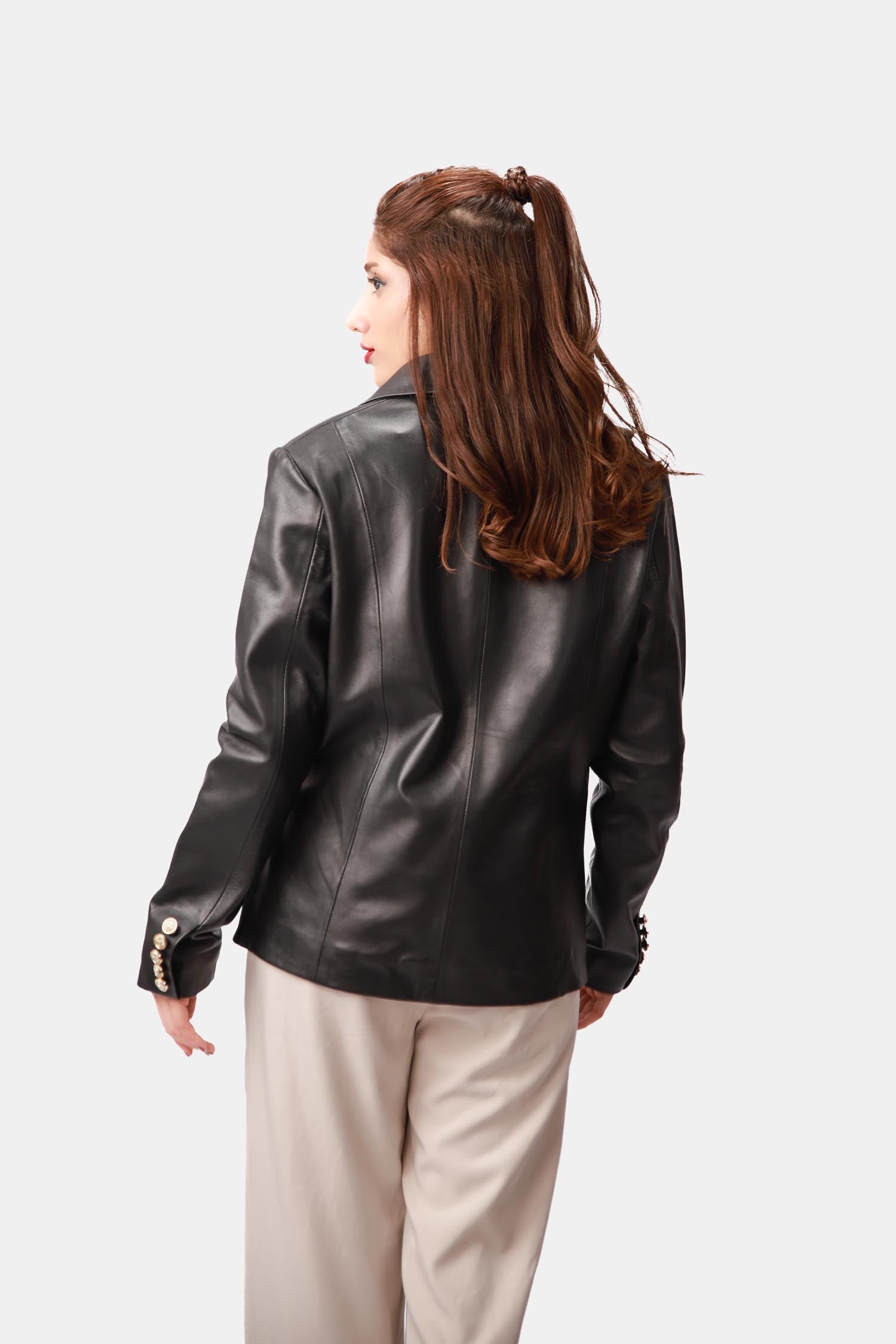 Black Leather Blazer Coat