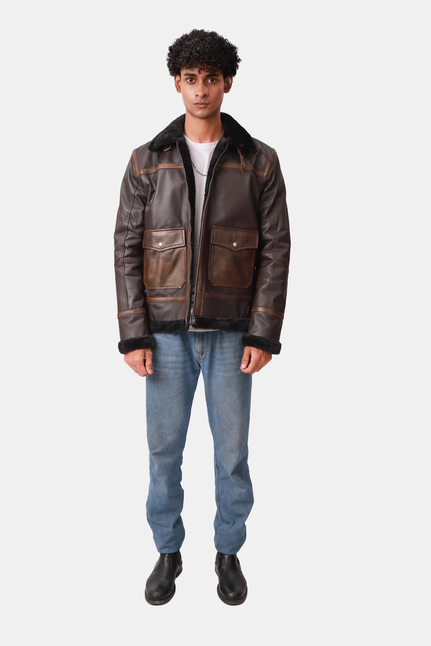 Shearling Leather Jacket For Men