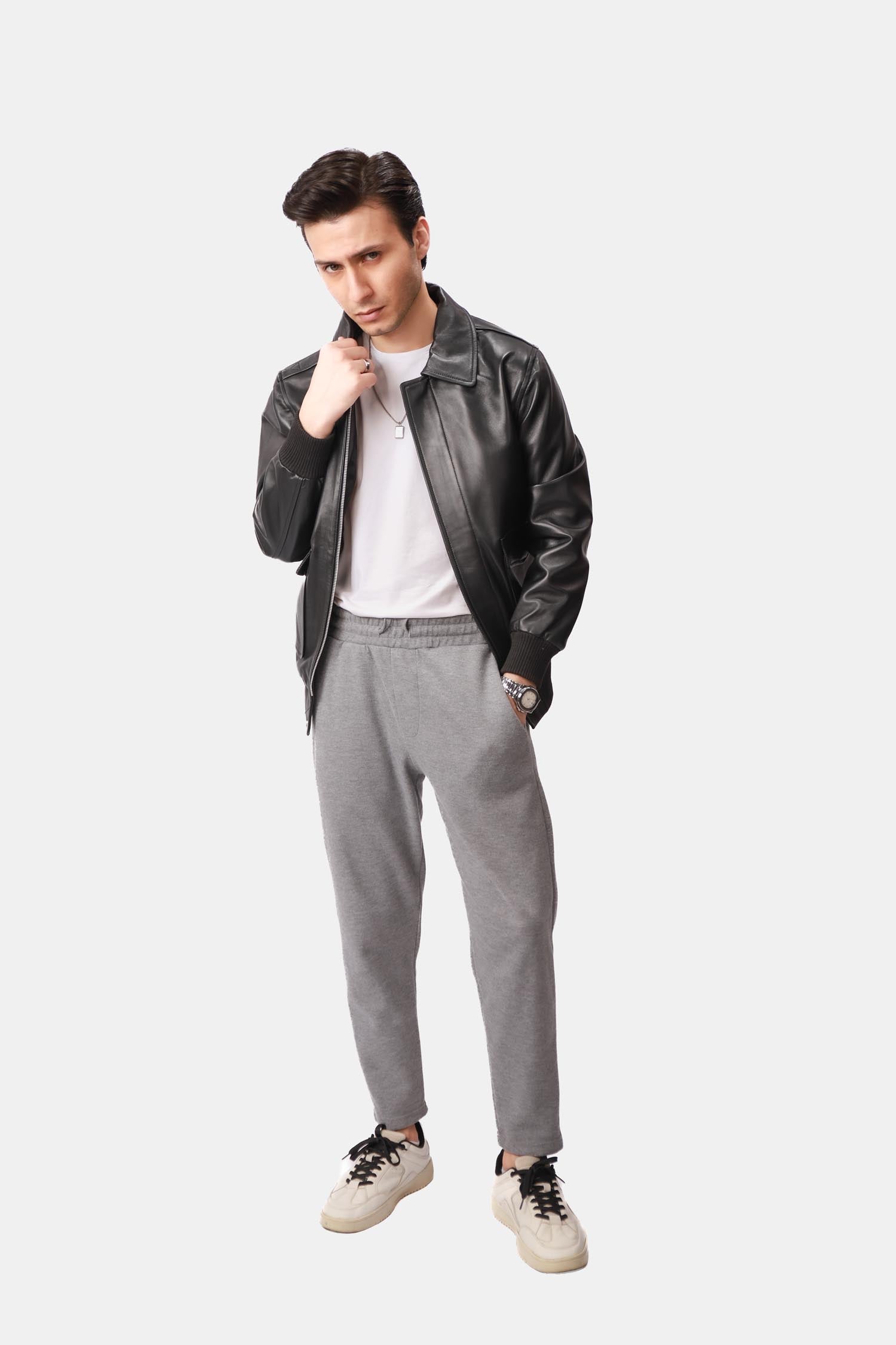 Bane Black Leather Bomber Jacket For Men