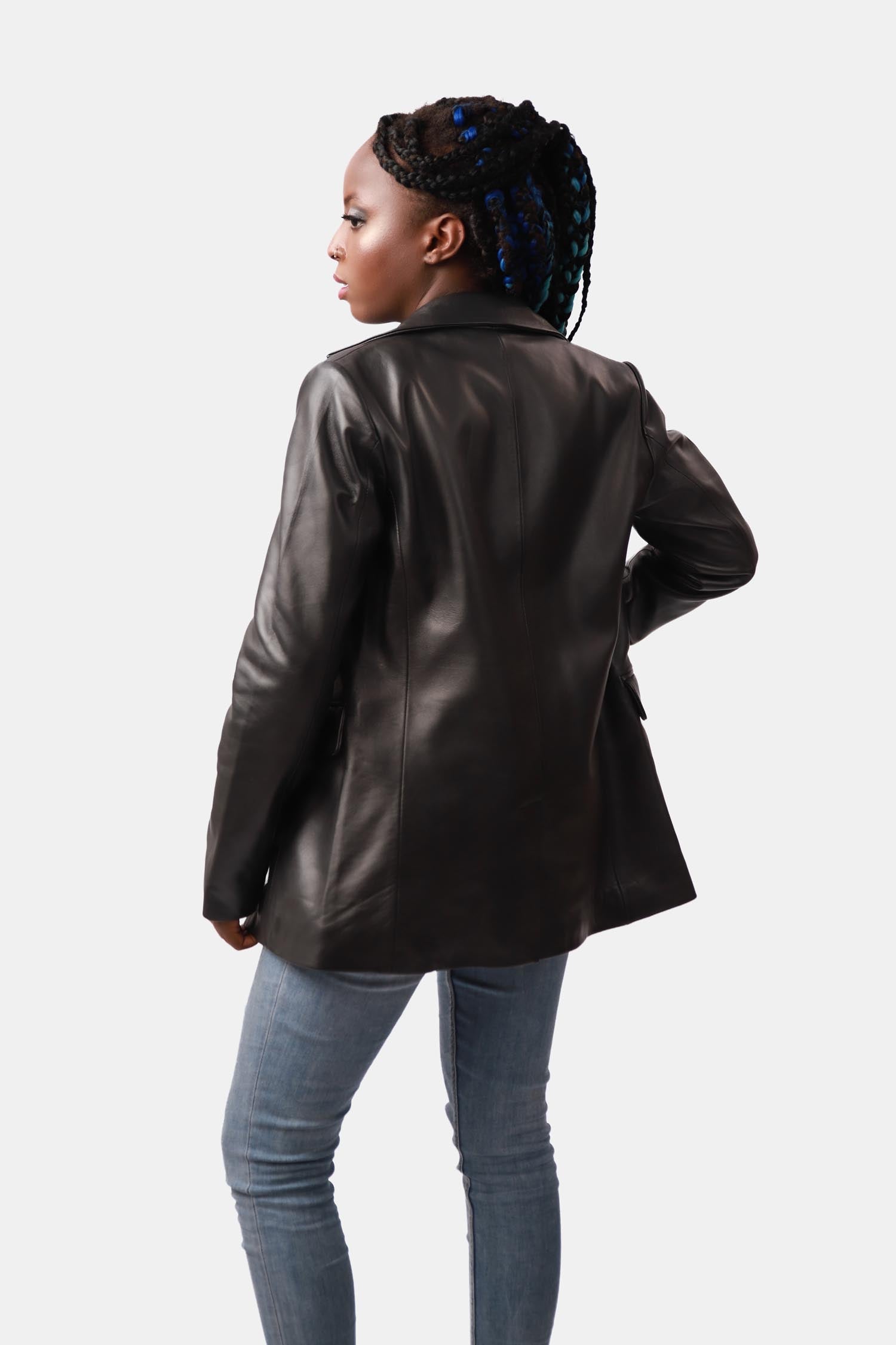 Blissful Black Leather PeaCoat
