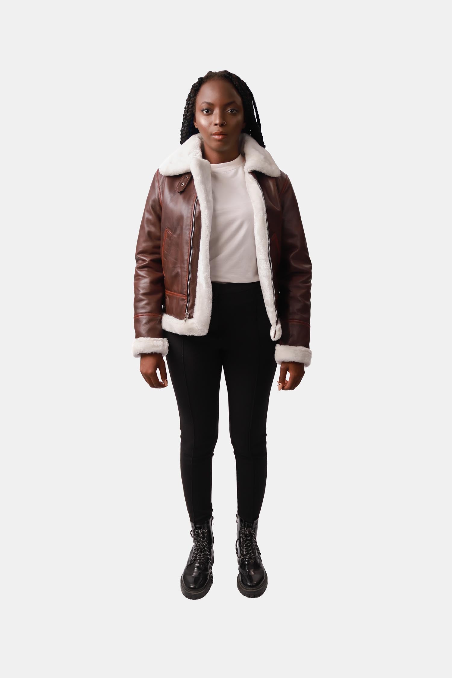 Brisky Dark Brown B3 Bomber Fur Leather Jacket