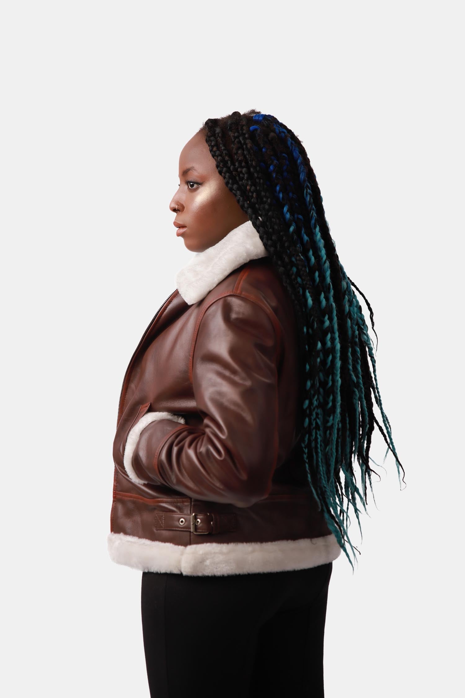 Brisky Dark Brown B3 Bomber Fur Leather Jacket