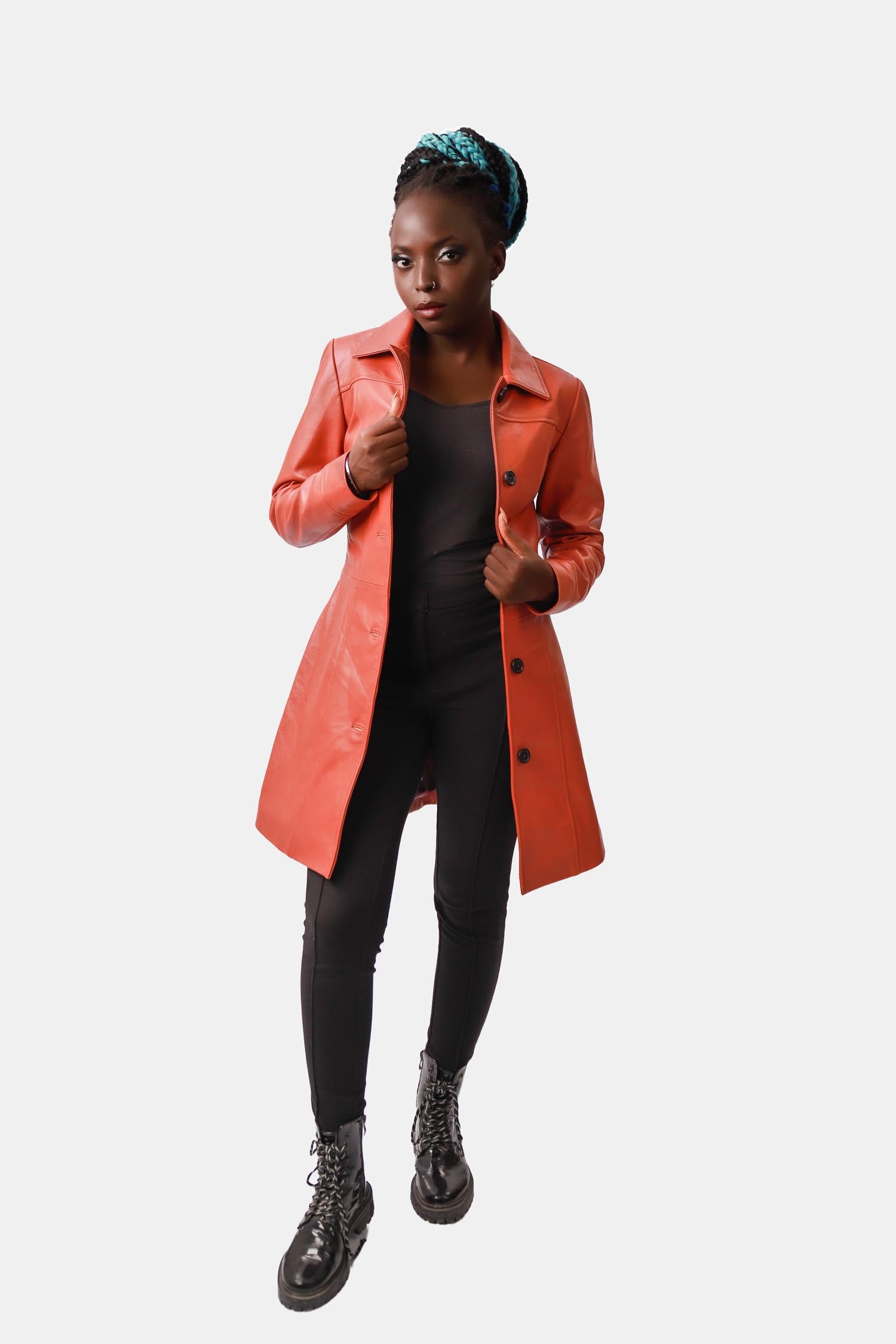 Rust Brown Leather Car Coat