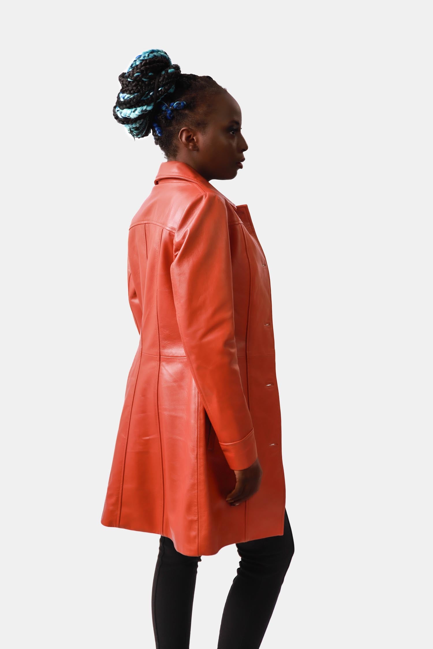Rust Brown Leather Car Coat