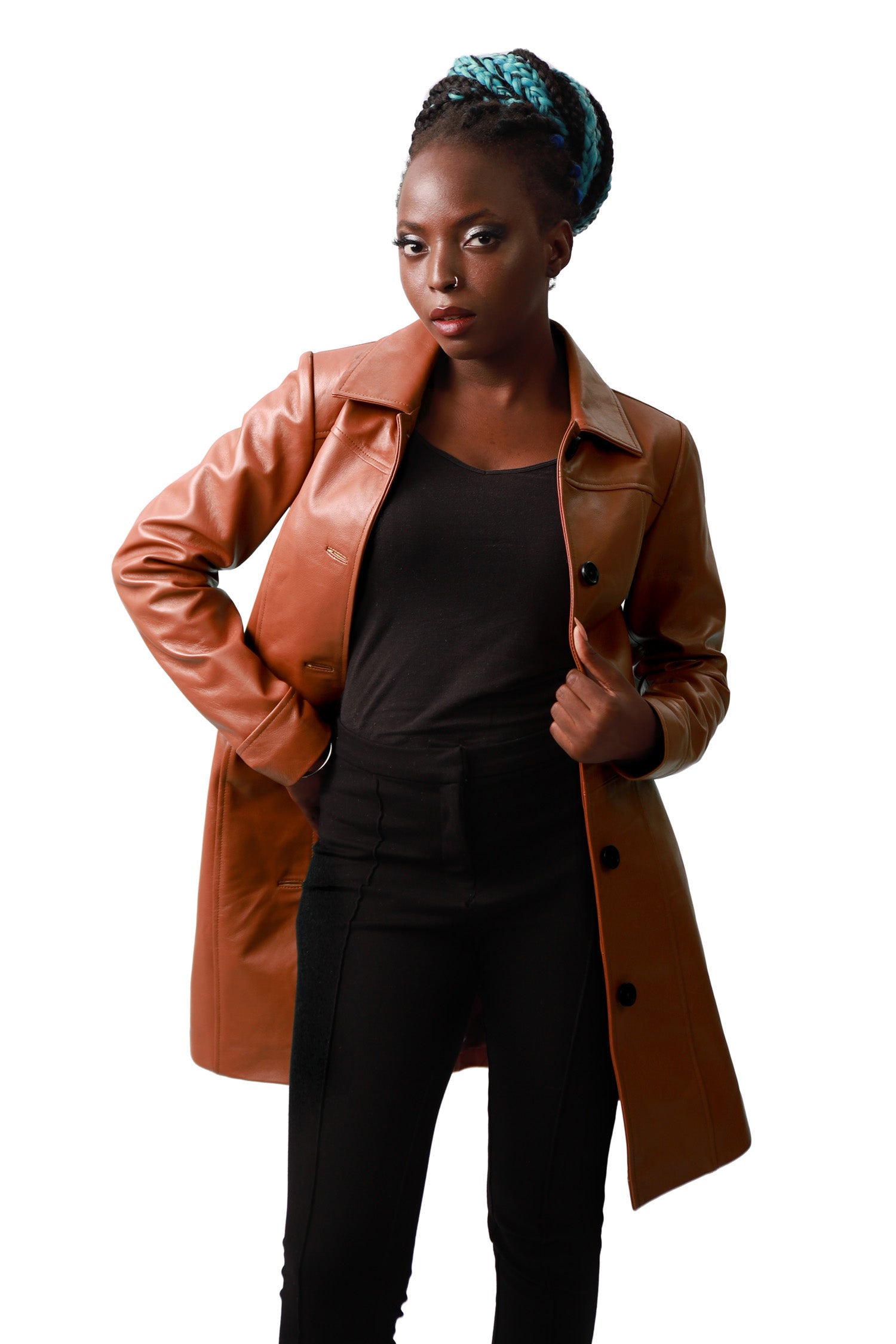 Brown Leather Car Coat