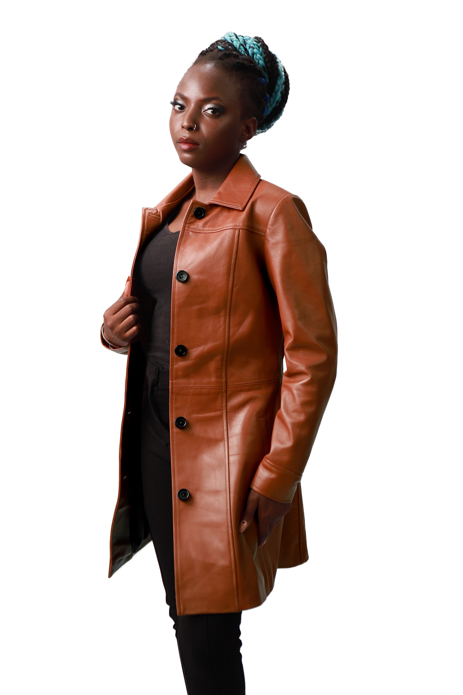 Brown Leather Car Coat
