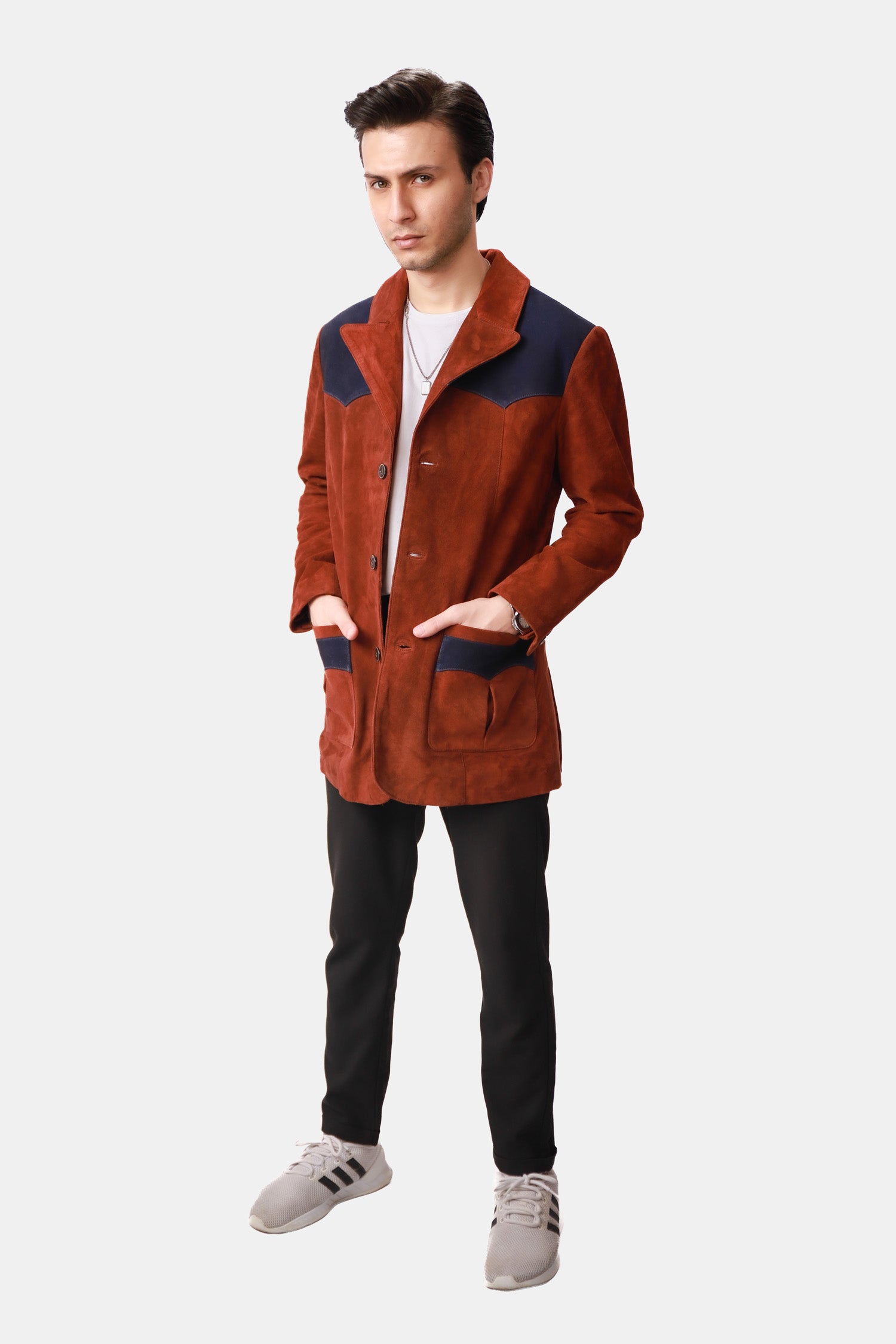 Rust Brown Suede Leather Blazer 