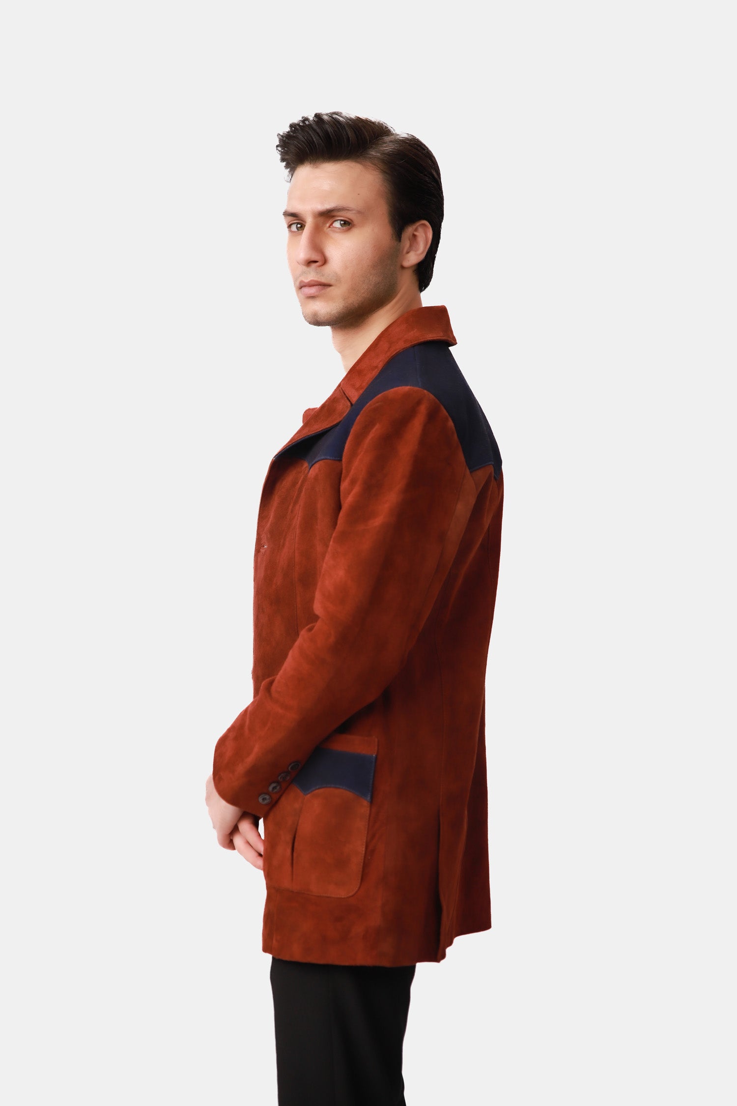Rust Brown Suede Leather Blazer 