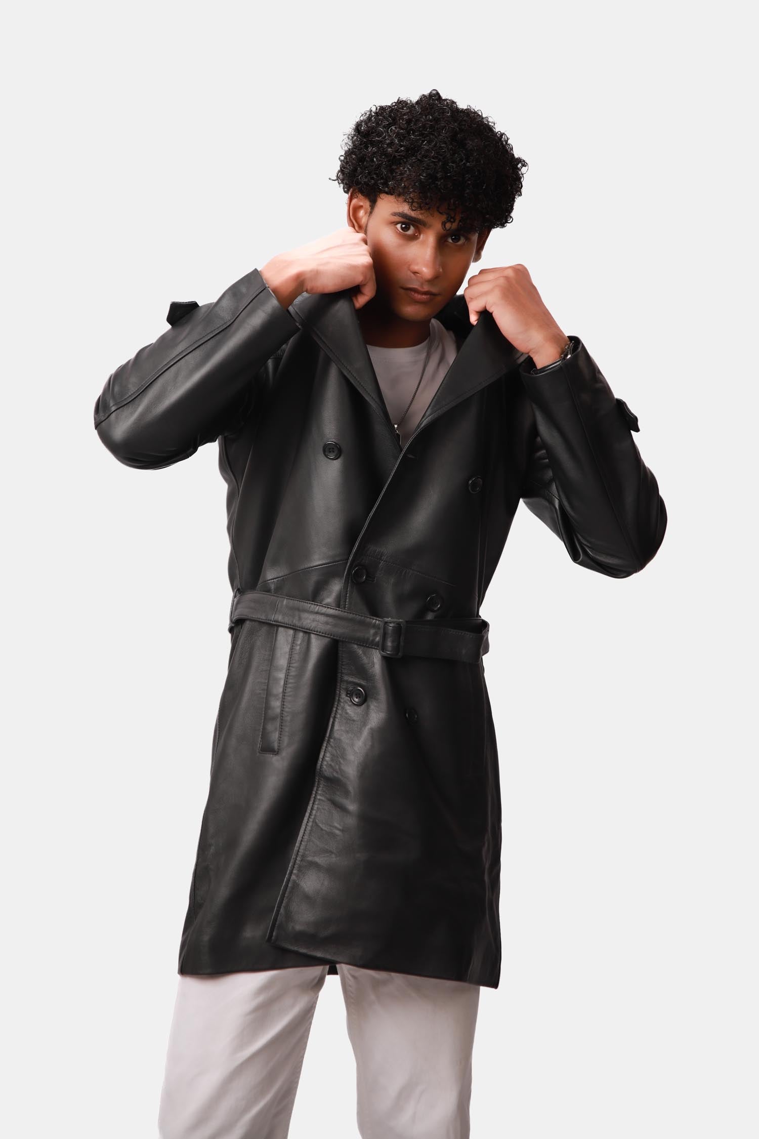 Black Leather Coat for Mens