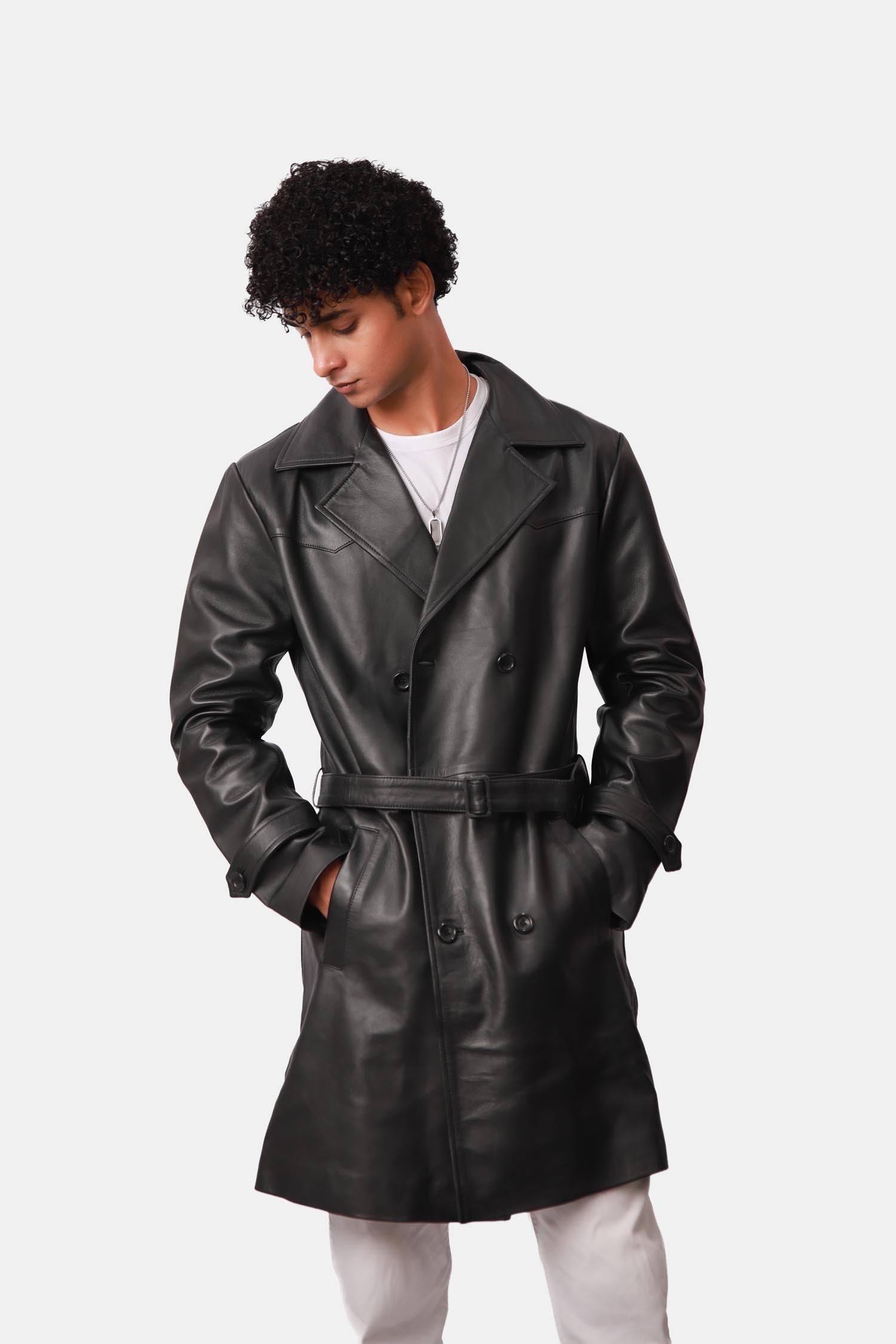 Black Leather Coat for Mens