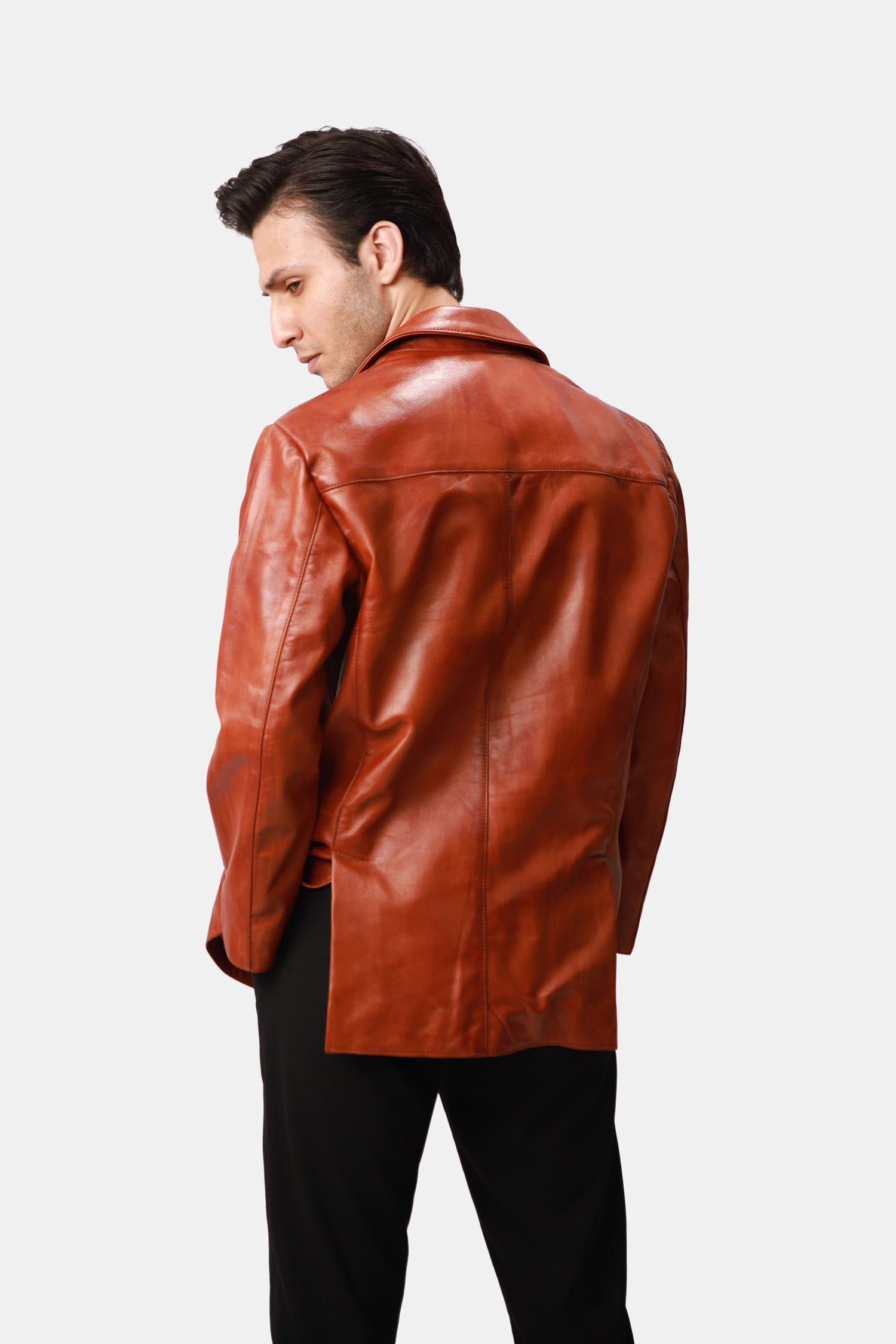 Brown Leather Blazer For Men