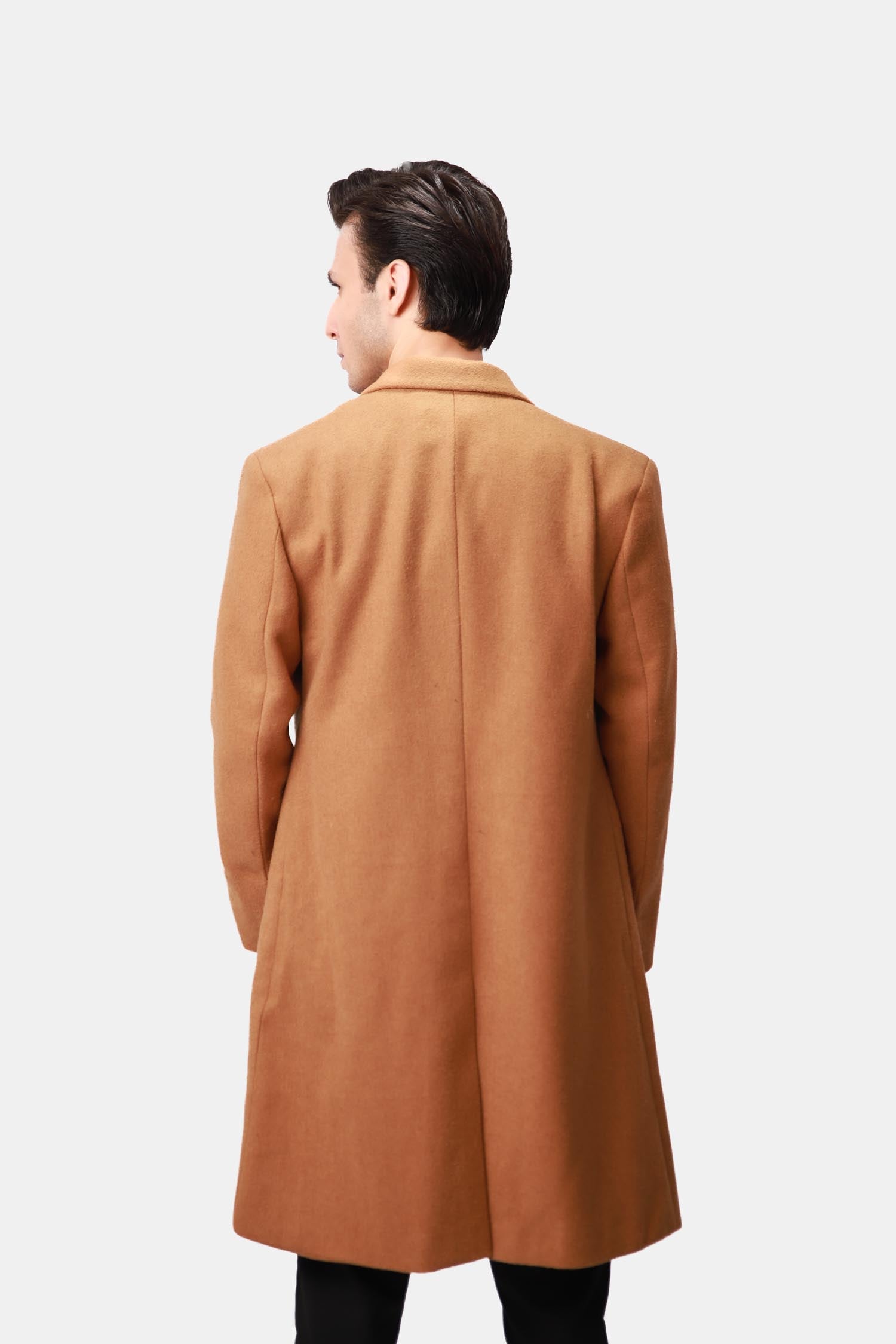 Camel Brown Single Breasted Overcoat
