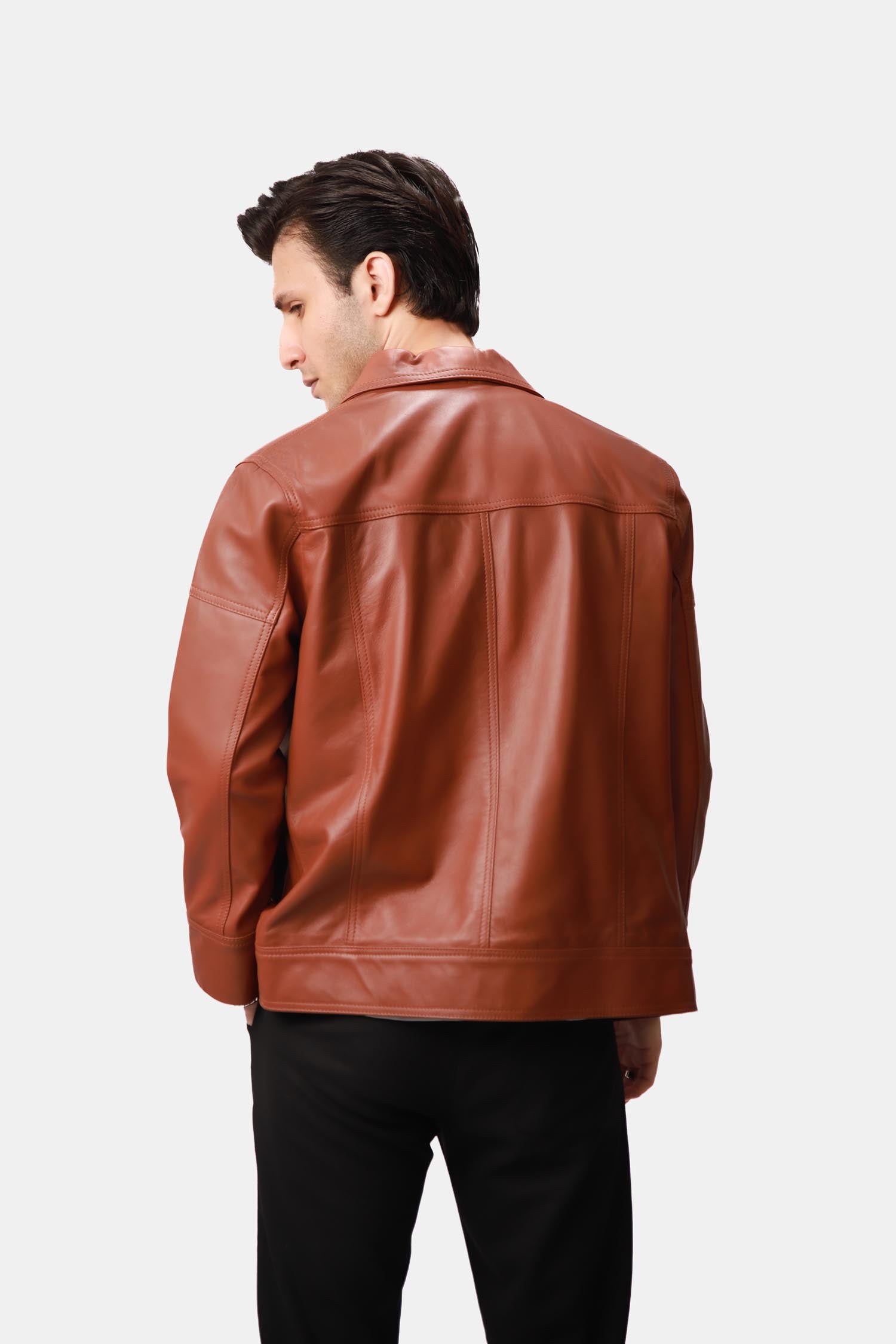 Tan Brown Biker Leather Jacket