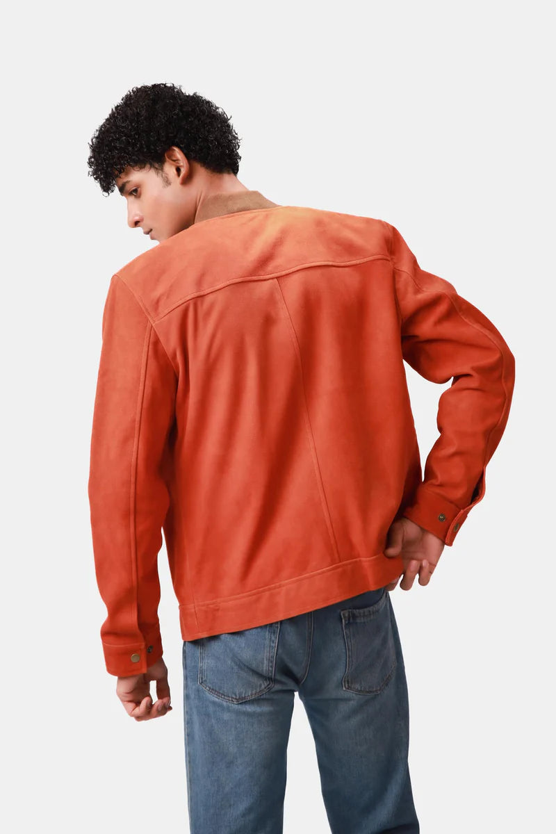 Orange Leather Jacket For Men