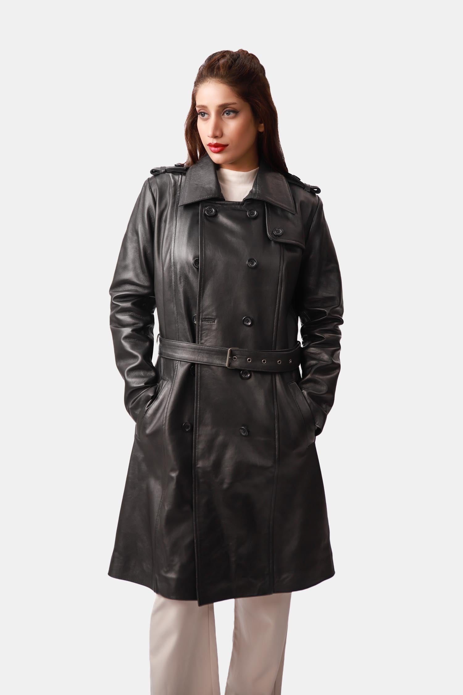 Black Leather Trench Coat