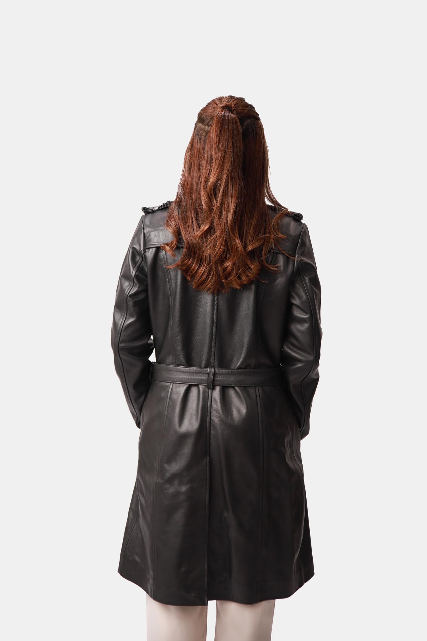 Black Leather Trench Coat
