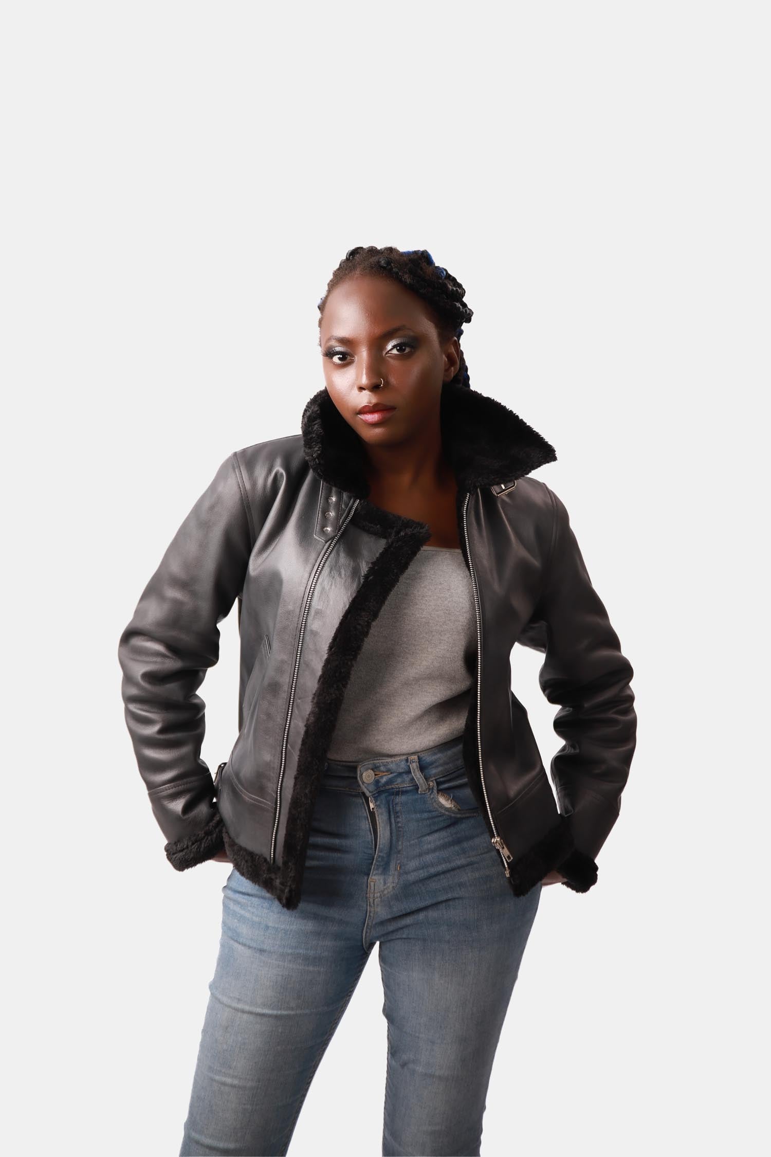 Black B3 Bomber Leather Jacket