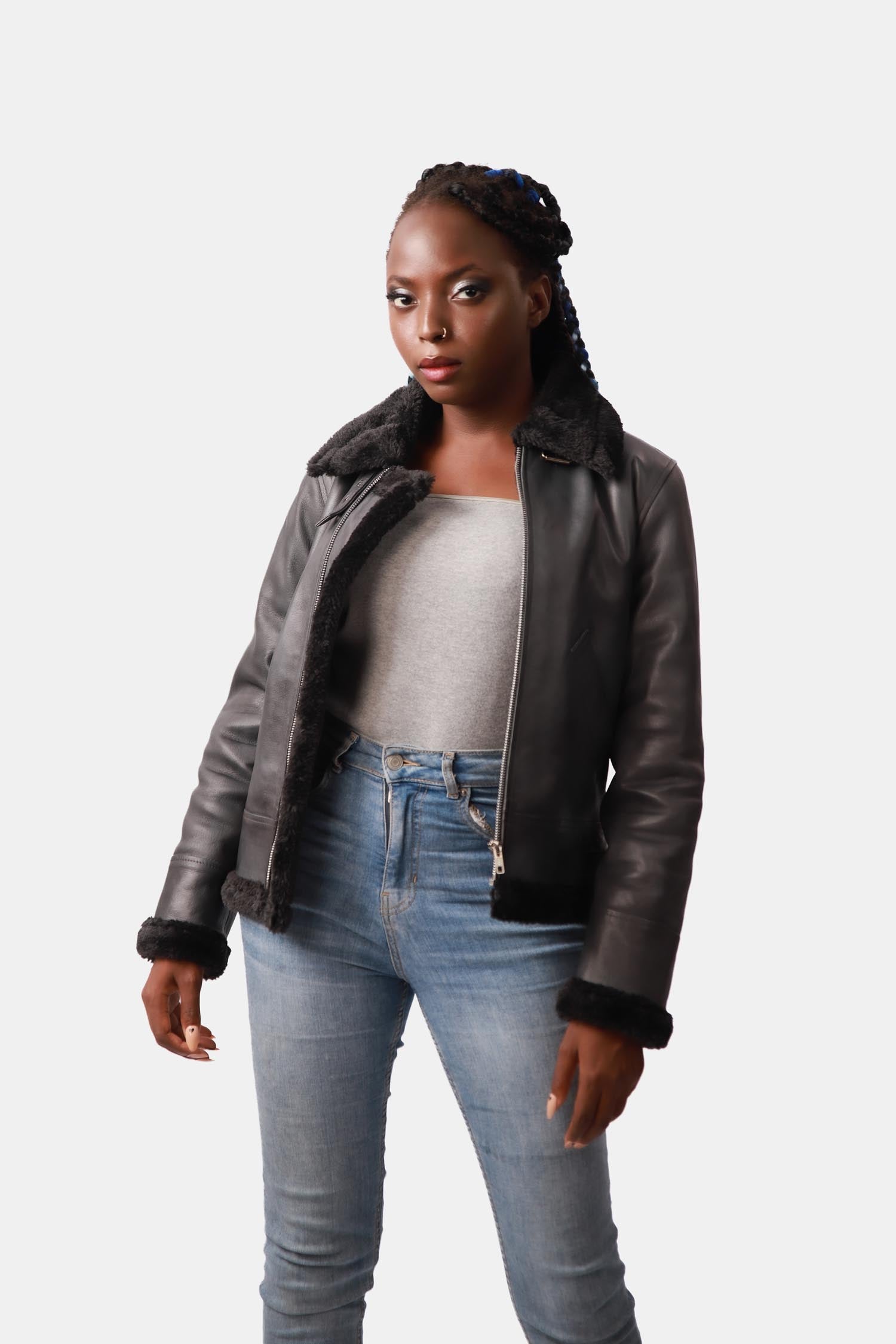 Black B3 Bomber Leather Jacket