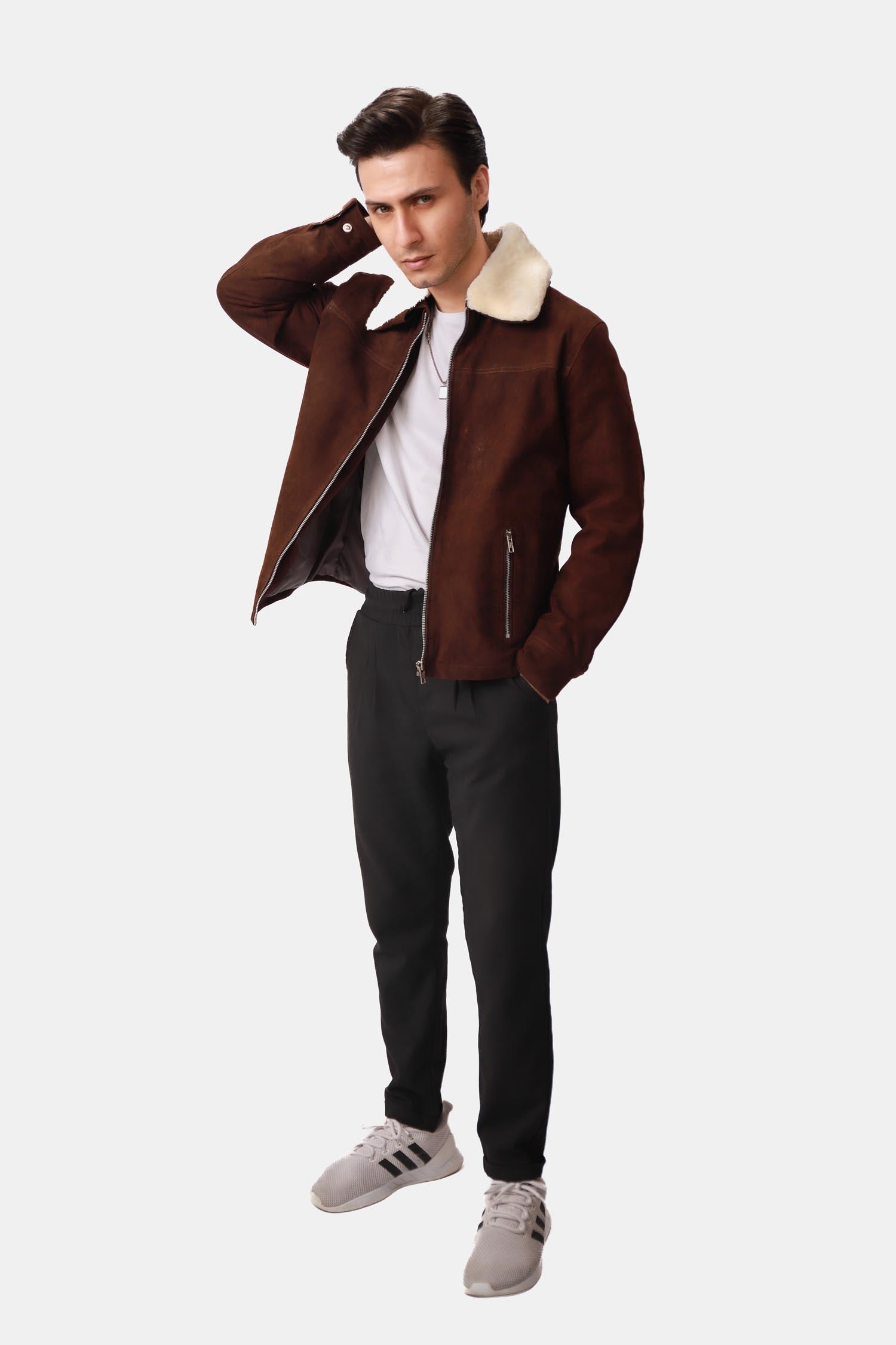 Dark Brown Shearling Leather Jacket
