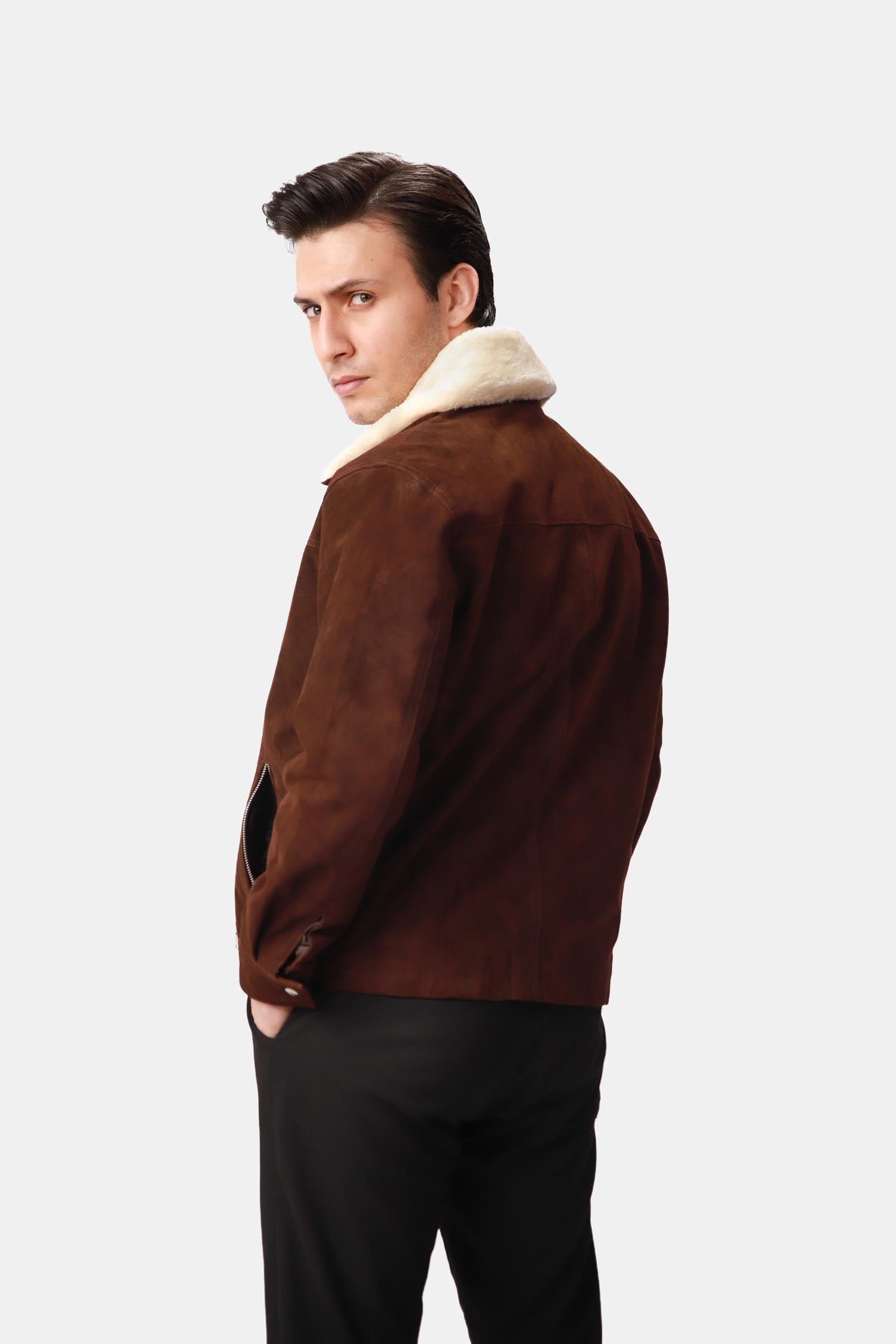 Dark Brown Shearling Leather Jacket