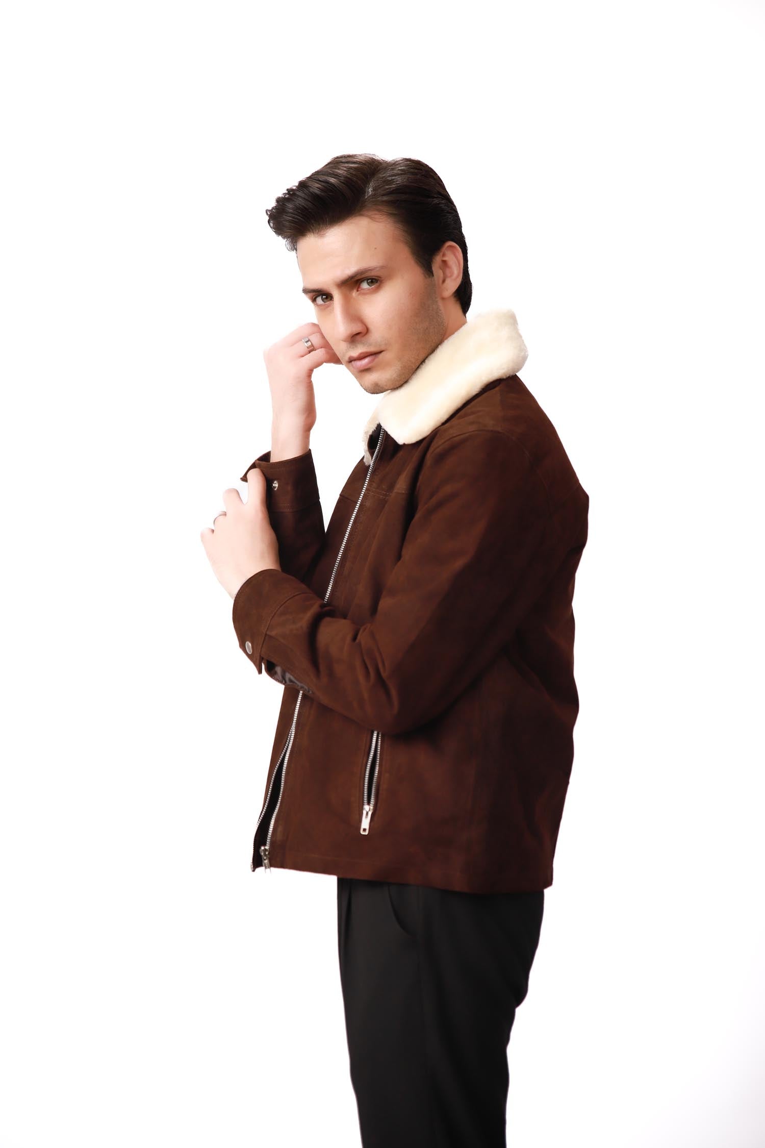 Dark Brown Shearling Leather Jacket