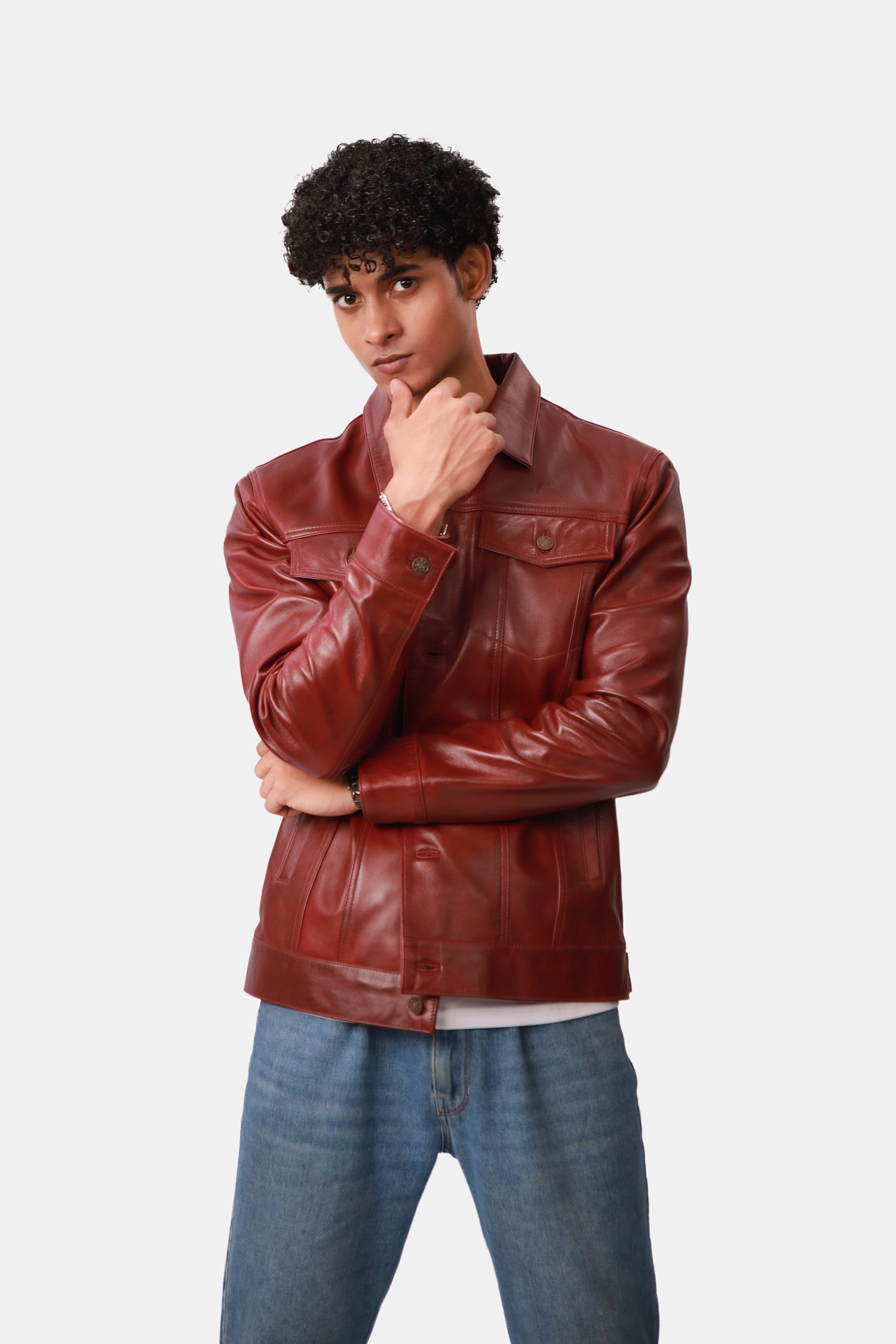 Leather Trucker Jacket For Men