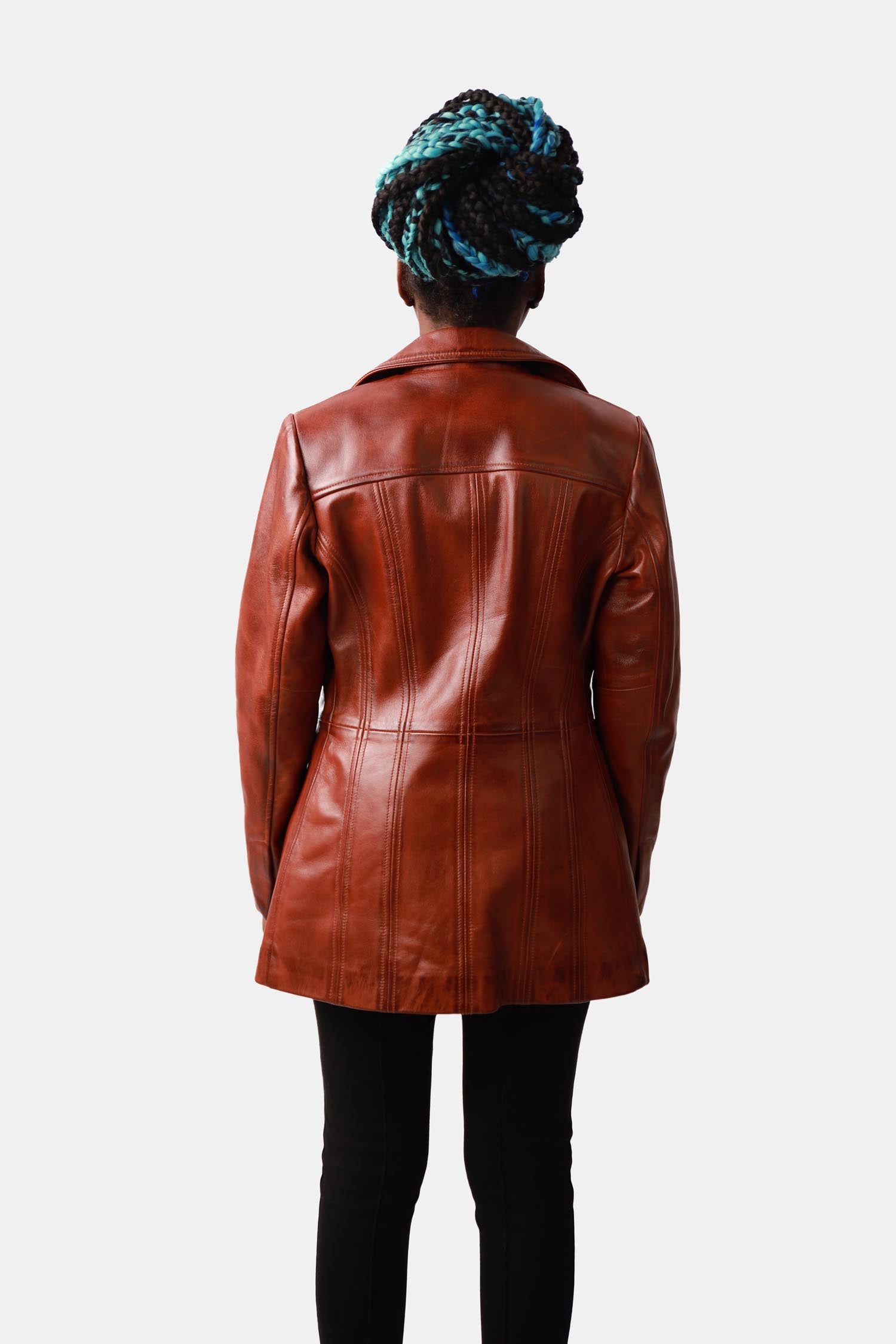 Brown Leather Blazer Coat