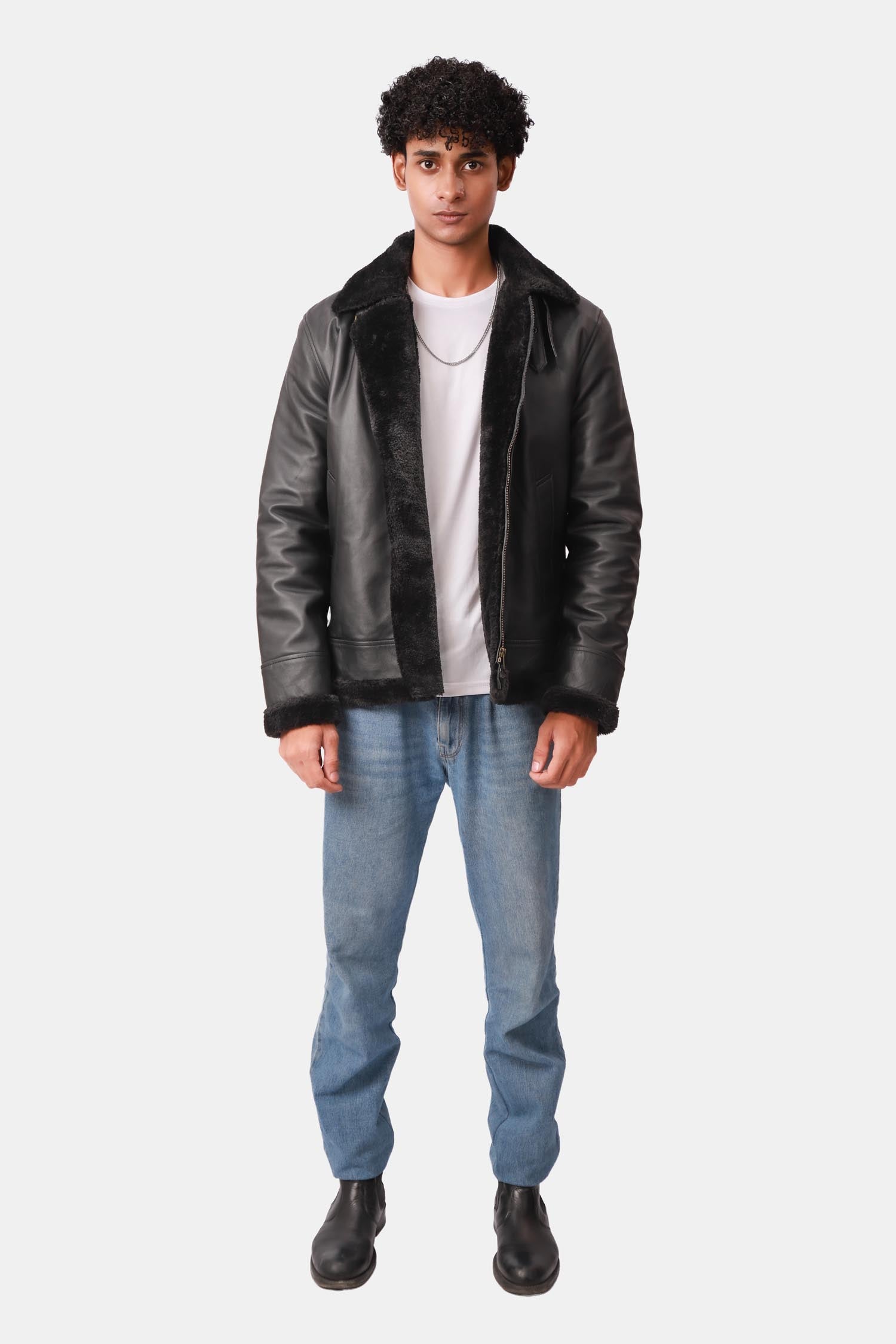 Ranger B-3 Bomber Shearling Leather Jacket For Men