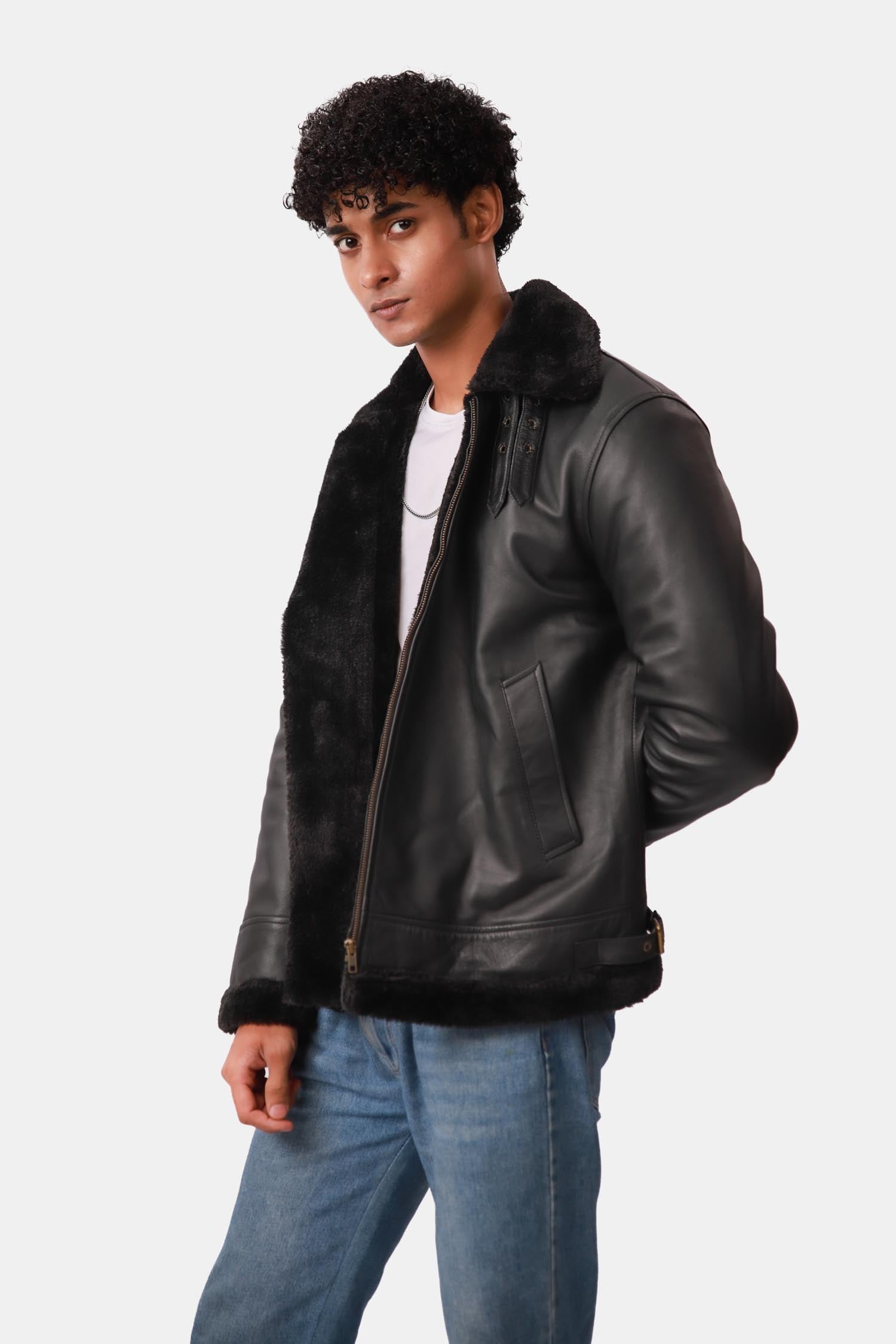 Ranger B-3 Bomber Shearling Leather Jacket For Men