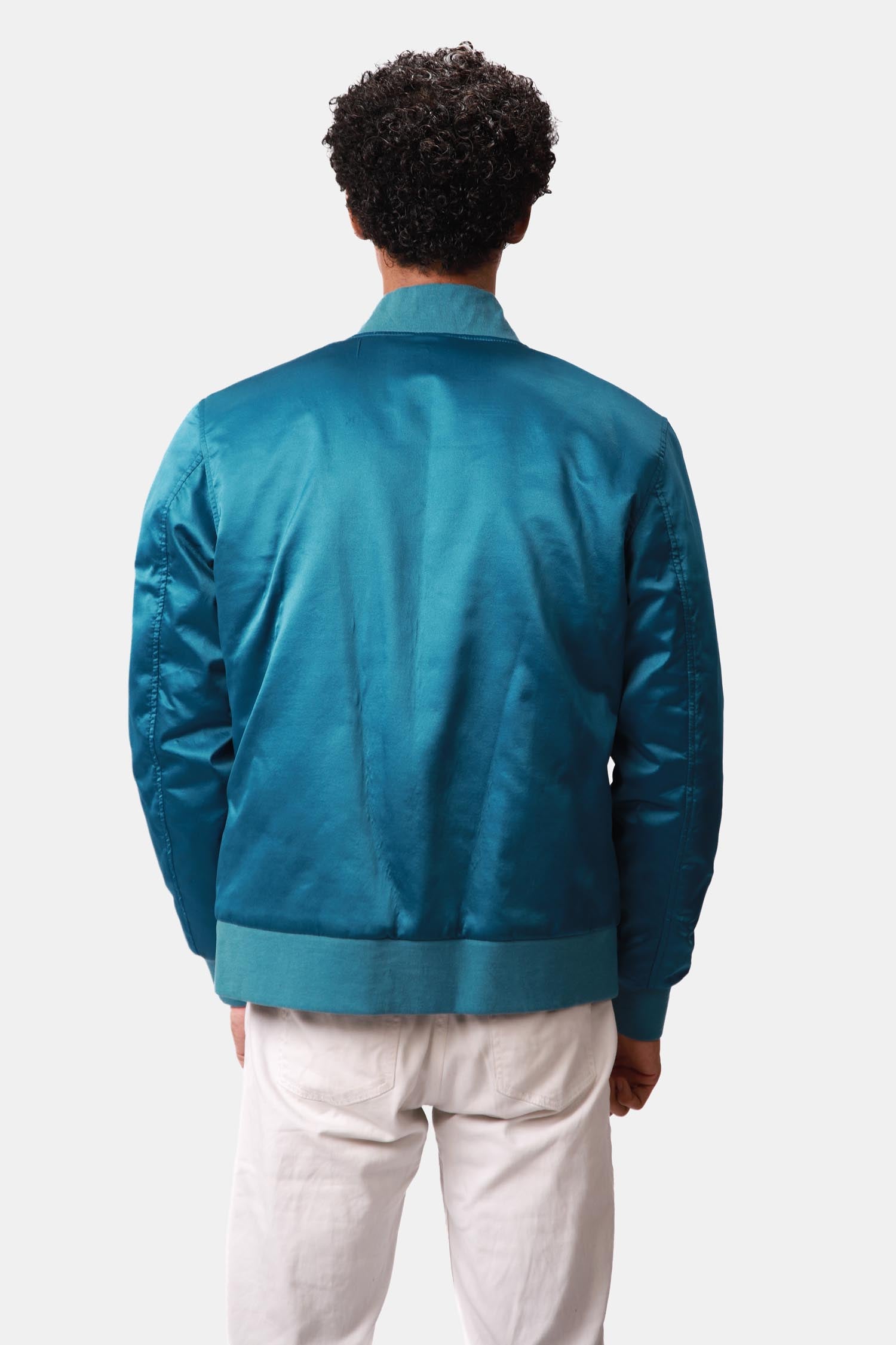 Enliven Turquoise Blue Bomber Jacket For Men