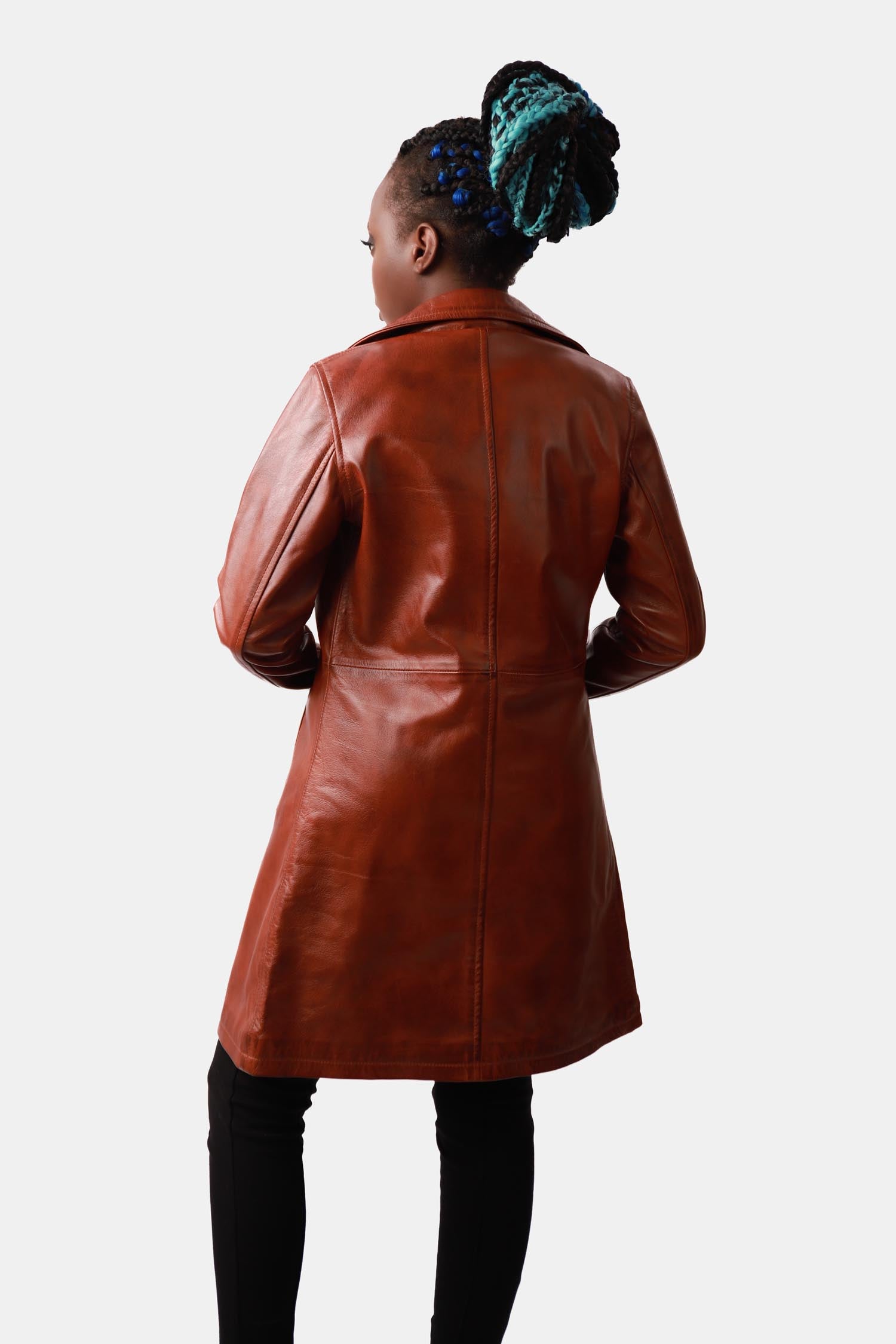 Brown Single-breasted Leather Coat