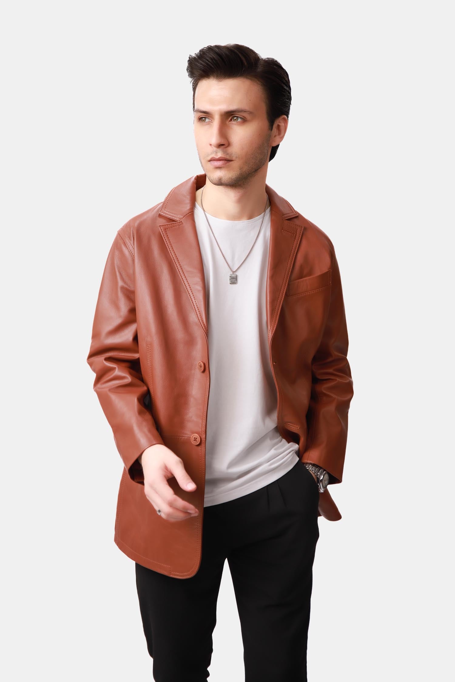 Legendary Windsor Tan Brown Leather Blazer For Men