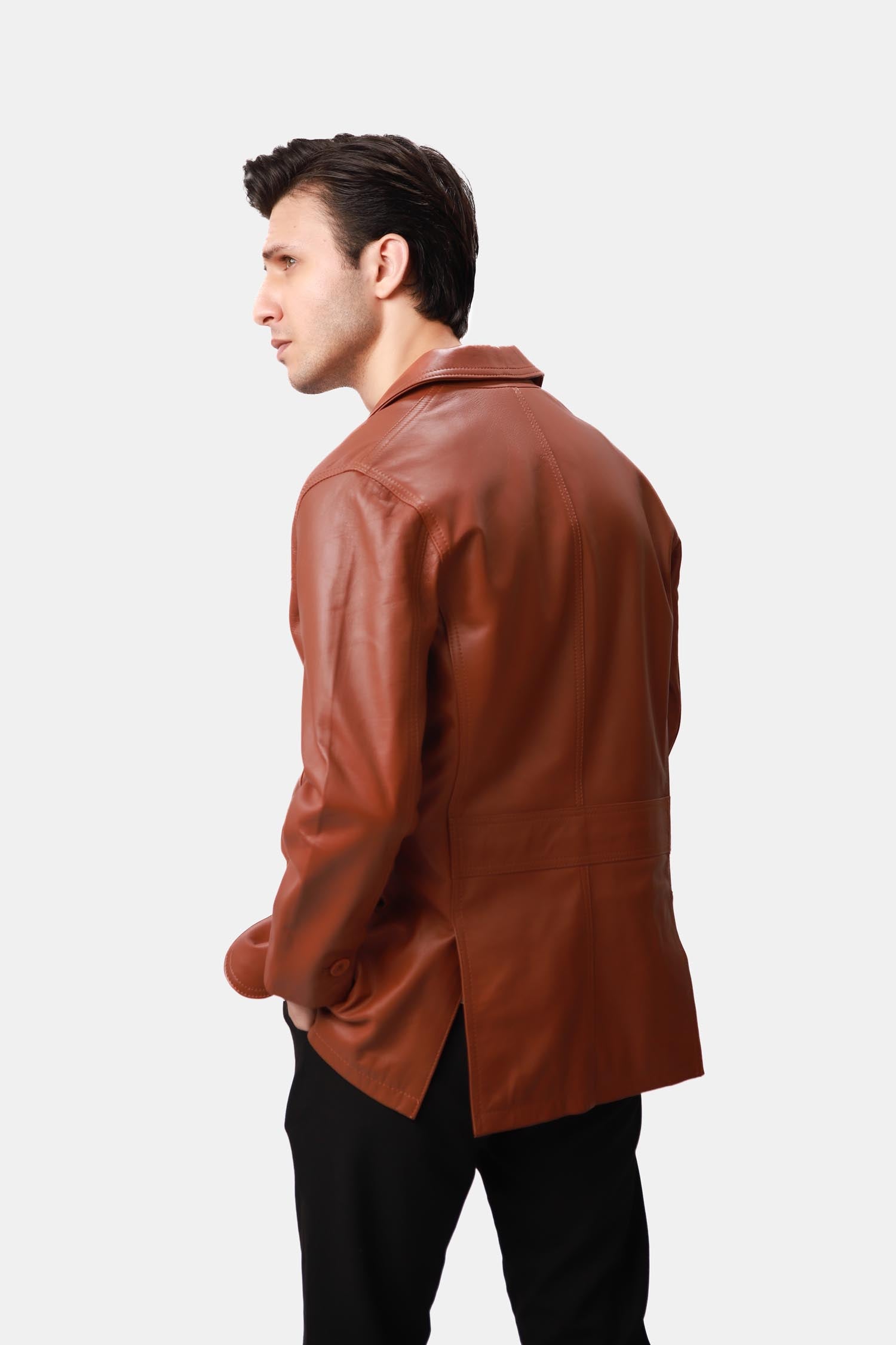 Tan Brown Leather Blazer
