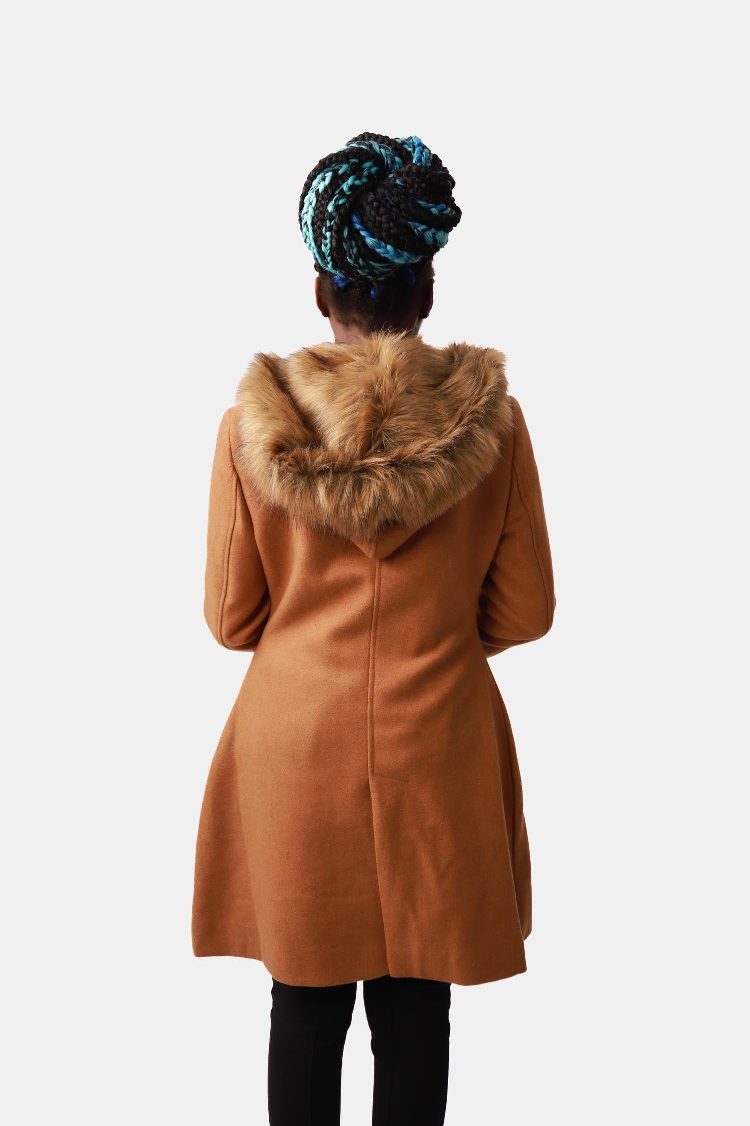 Brown Fur Wool Duffle Coat
