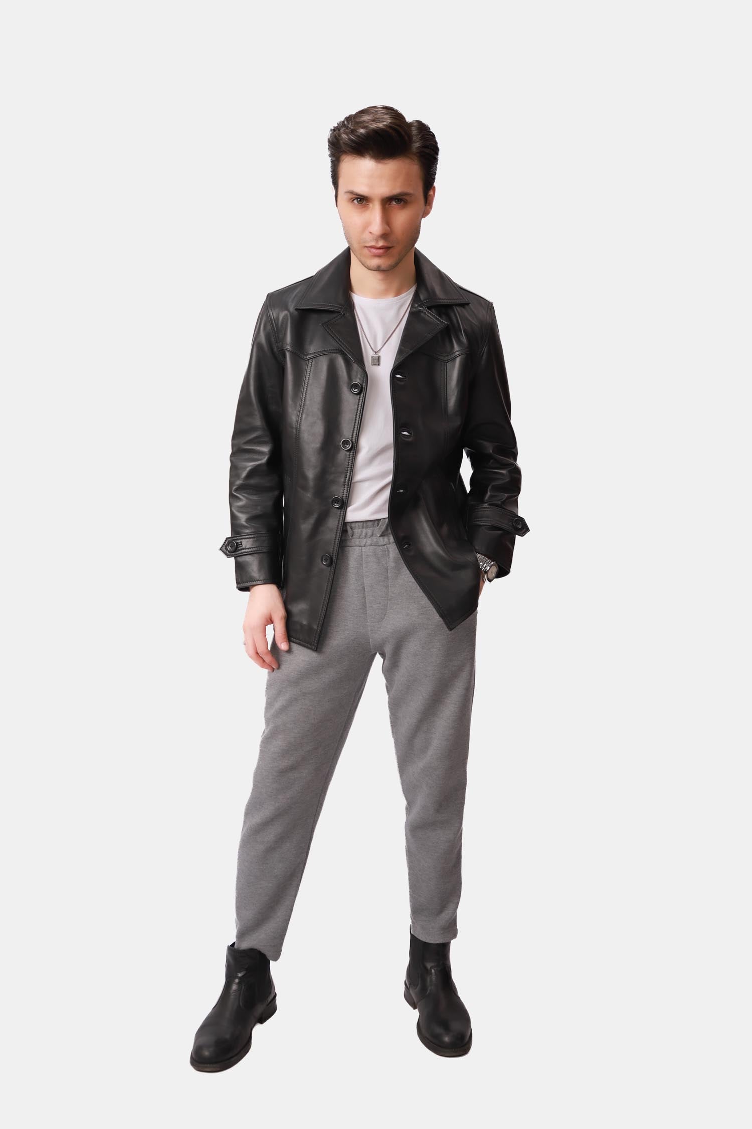 Black Leather Blazer Coat