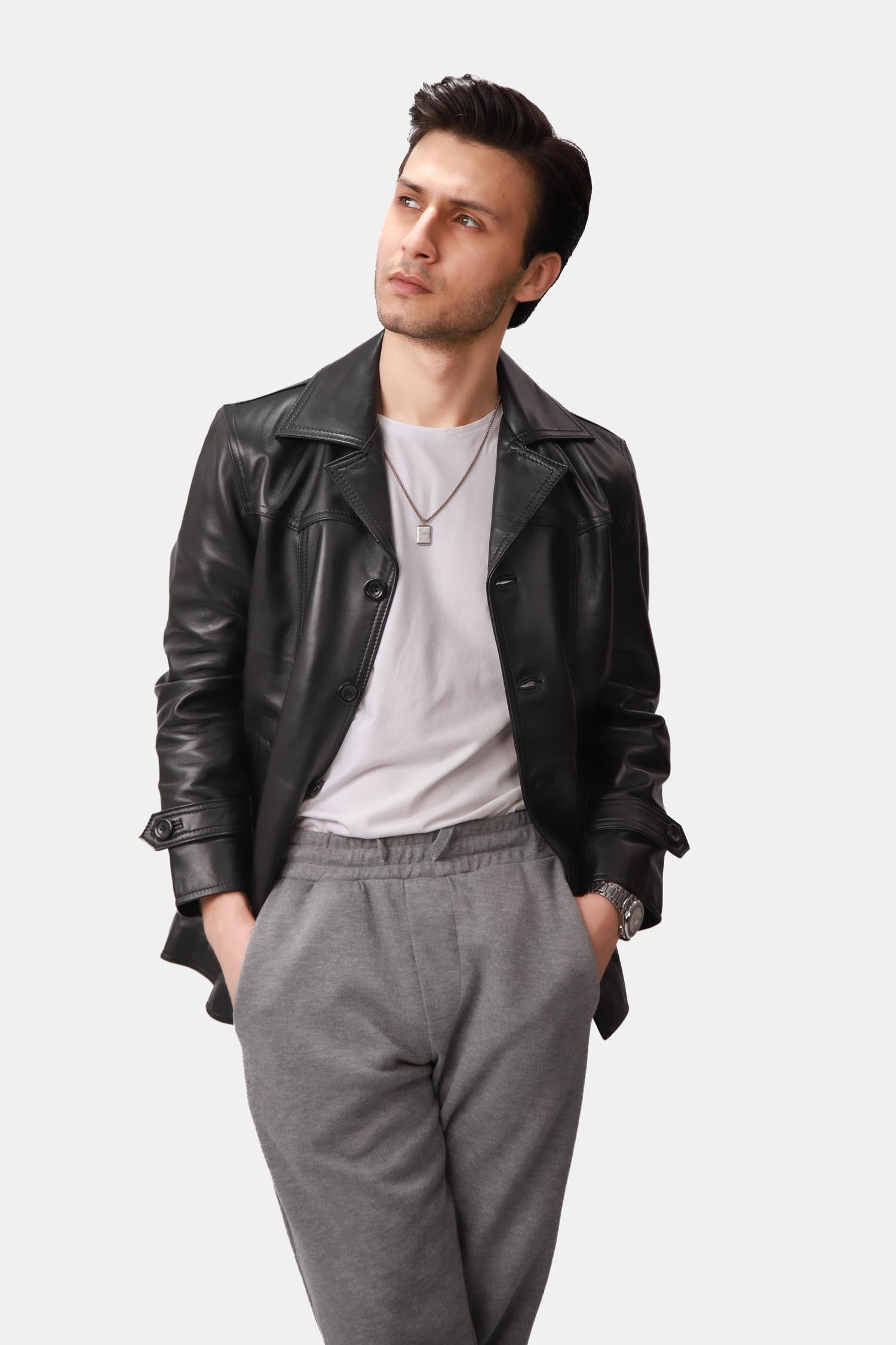 Black Leather Blazer Coat