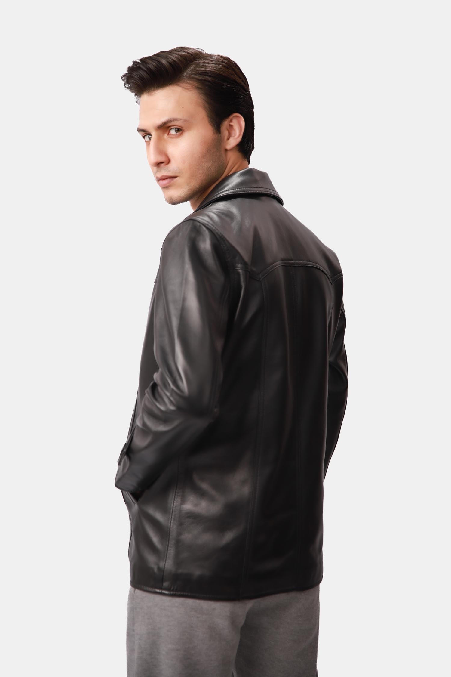 Black Leather Blazer Coat