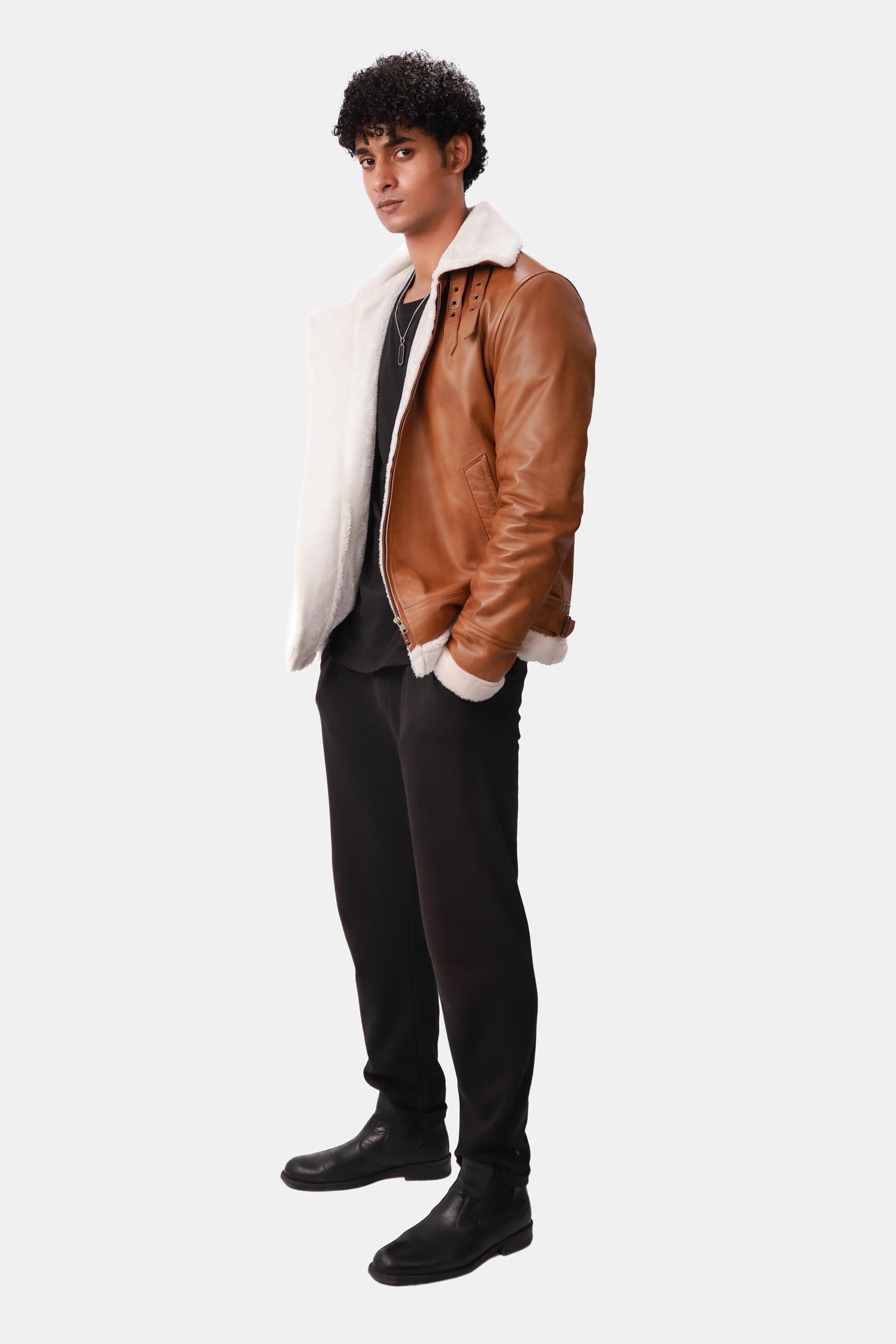 Brown Bomber Shearling Leather Jacket