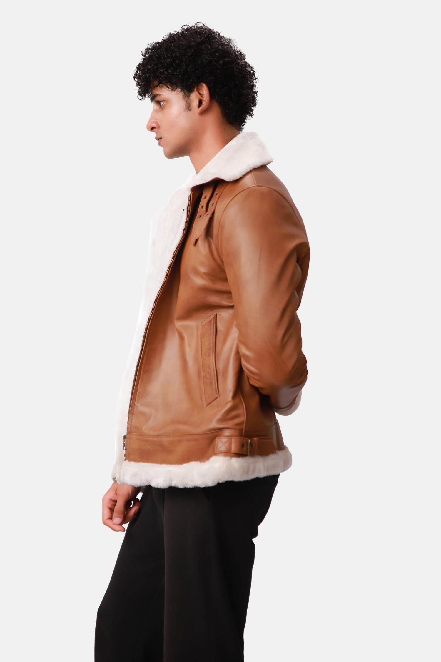 Brown Bomber Shearling Leather Jacket