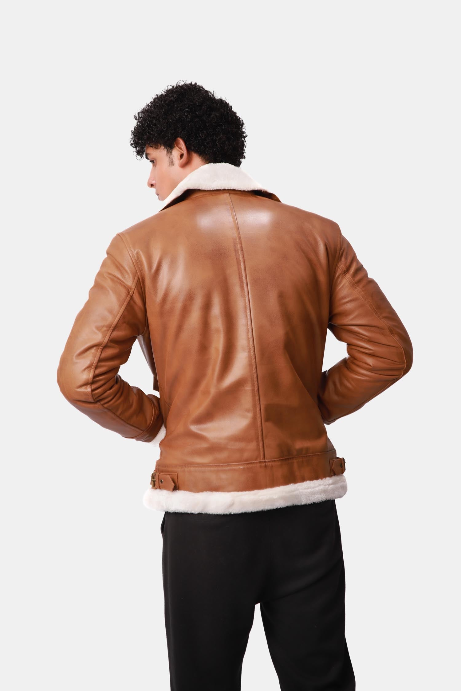 Brown Bomber Shearling Leather Jacket