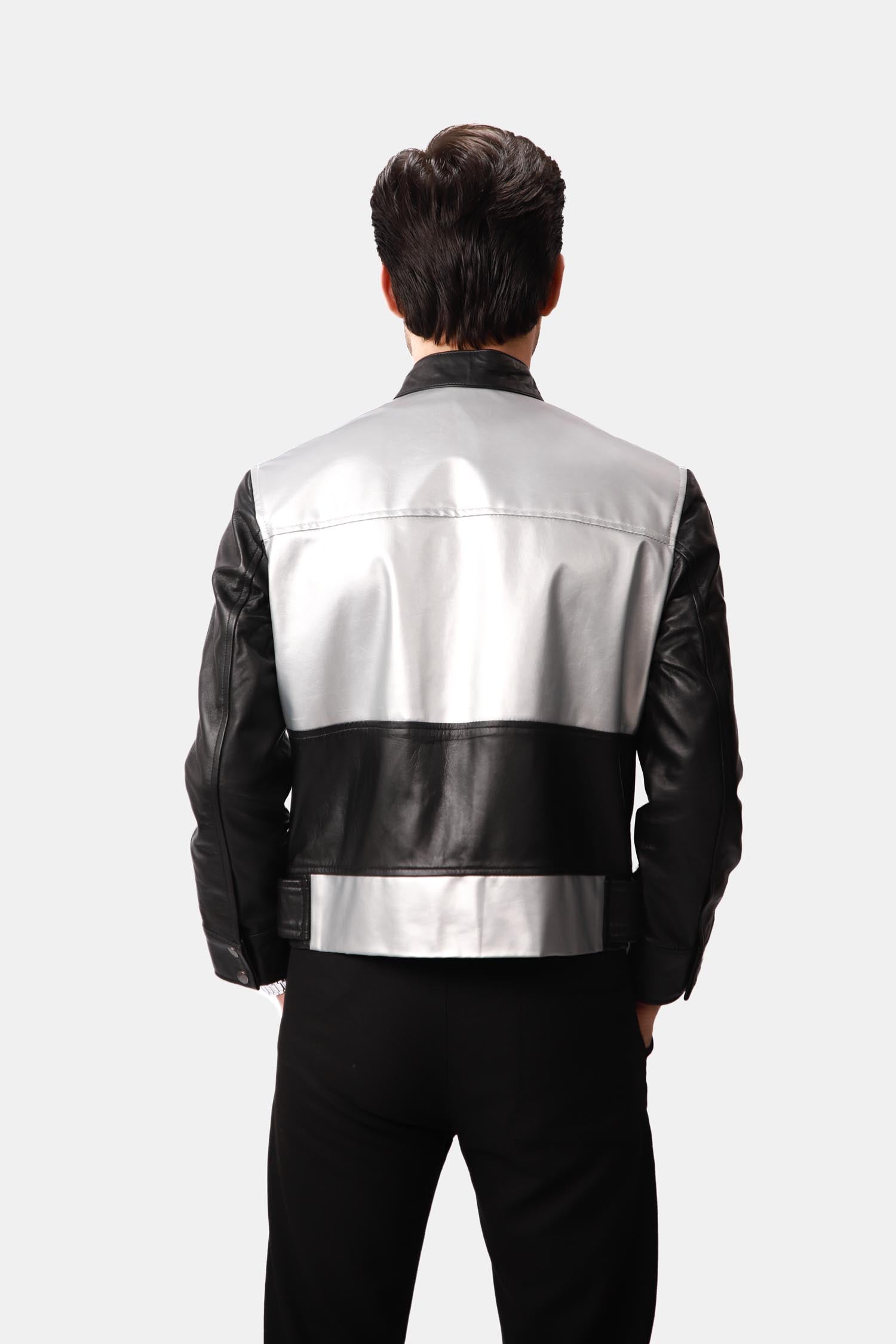 Black and Silver Leather Jacket 