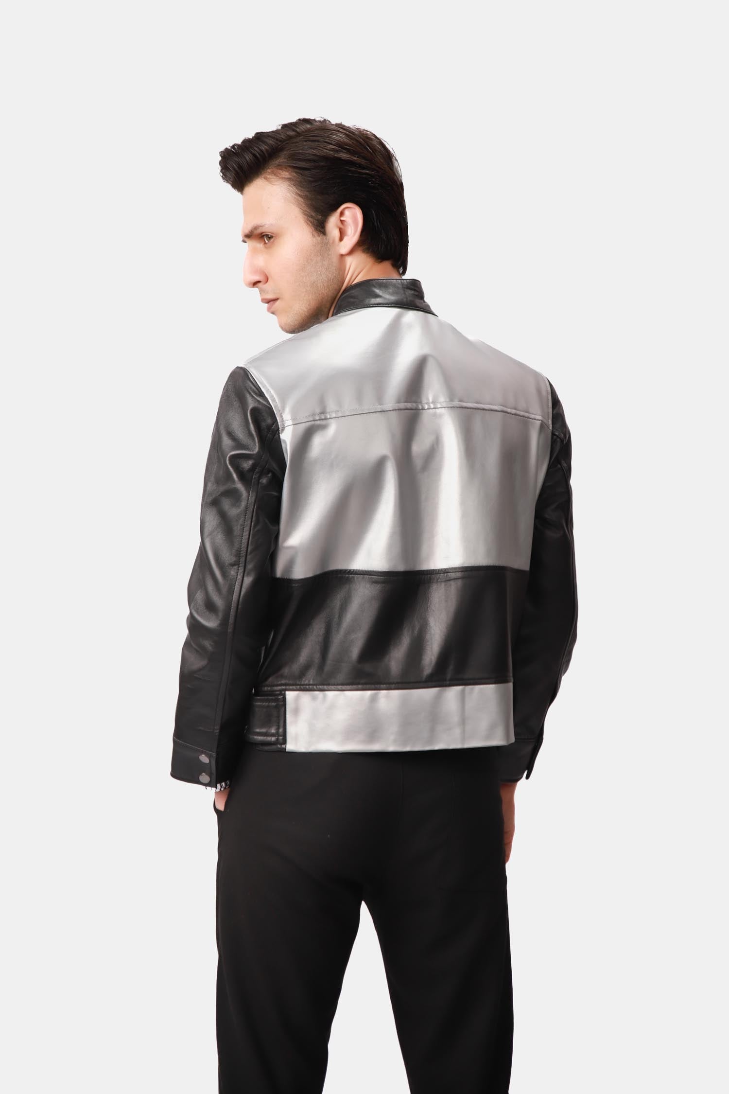 Black and Silver Leather Jacket 