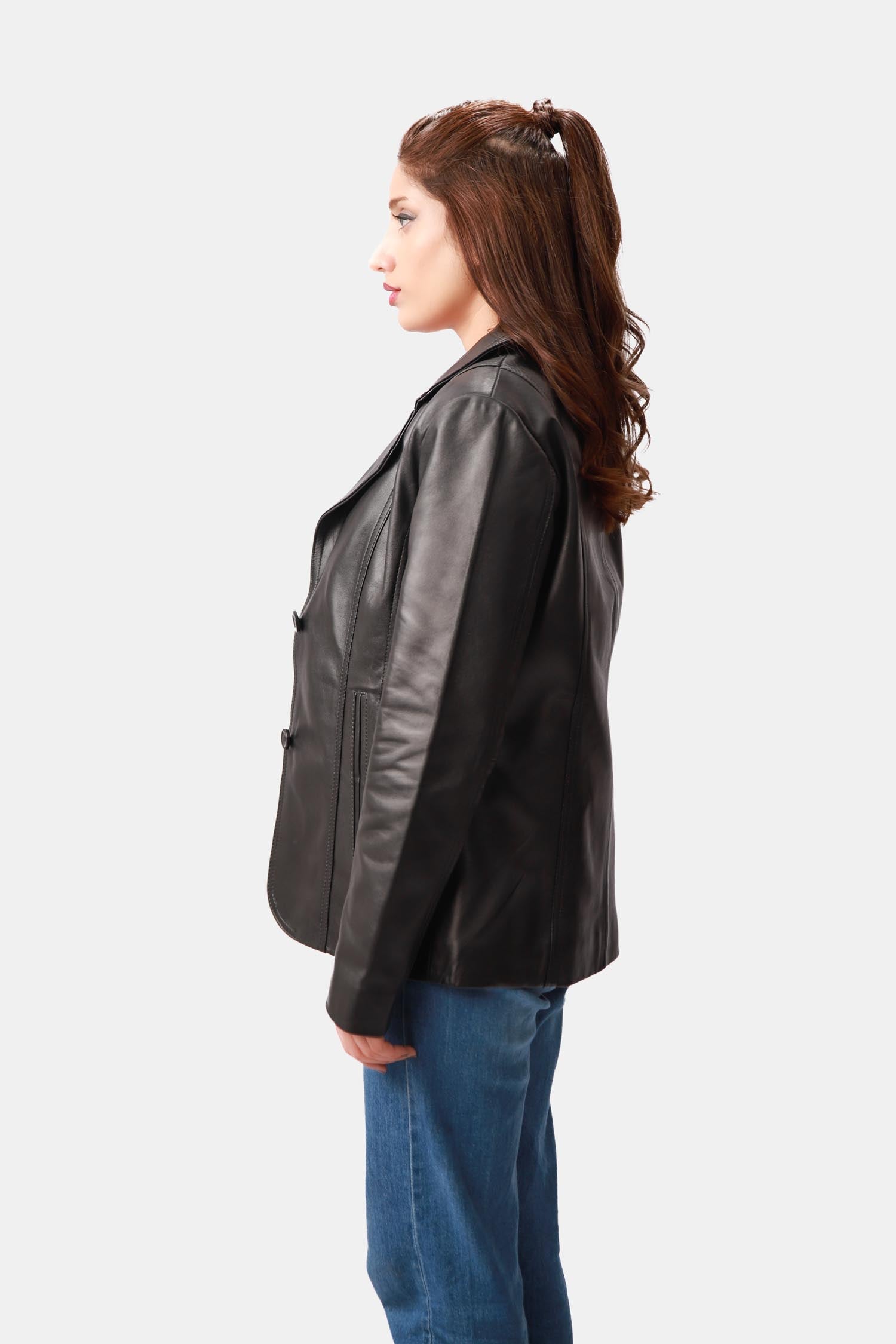Black Leather Blazer for women