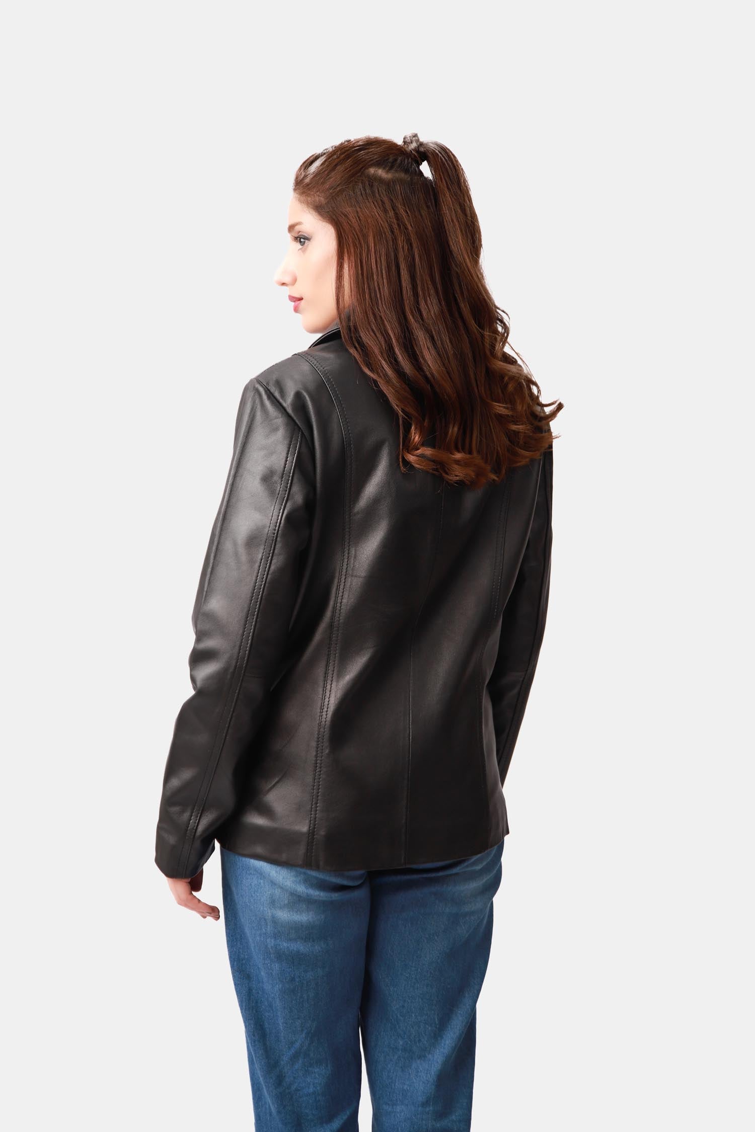 Black Leather Blazer for women