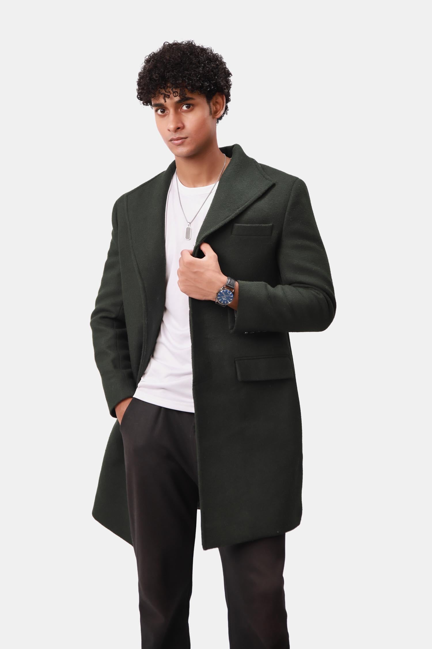 Single-Breasted Wool Coat For Men - Black Wool Coat For Man - Men's Long Wool Coat For Winter