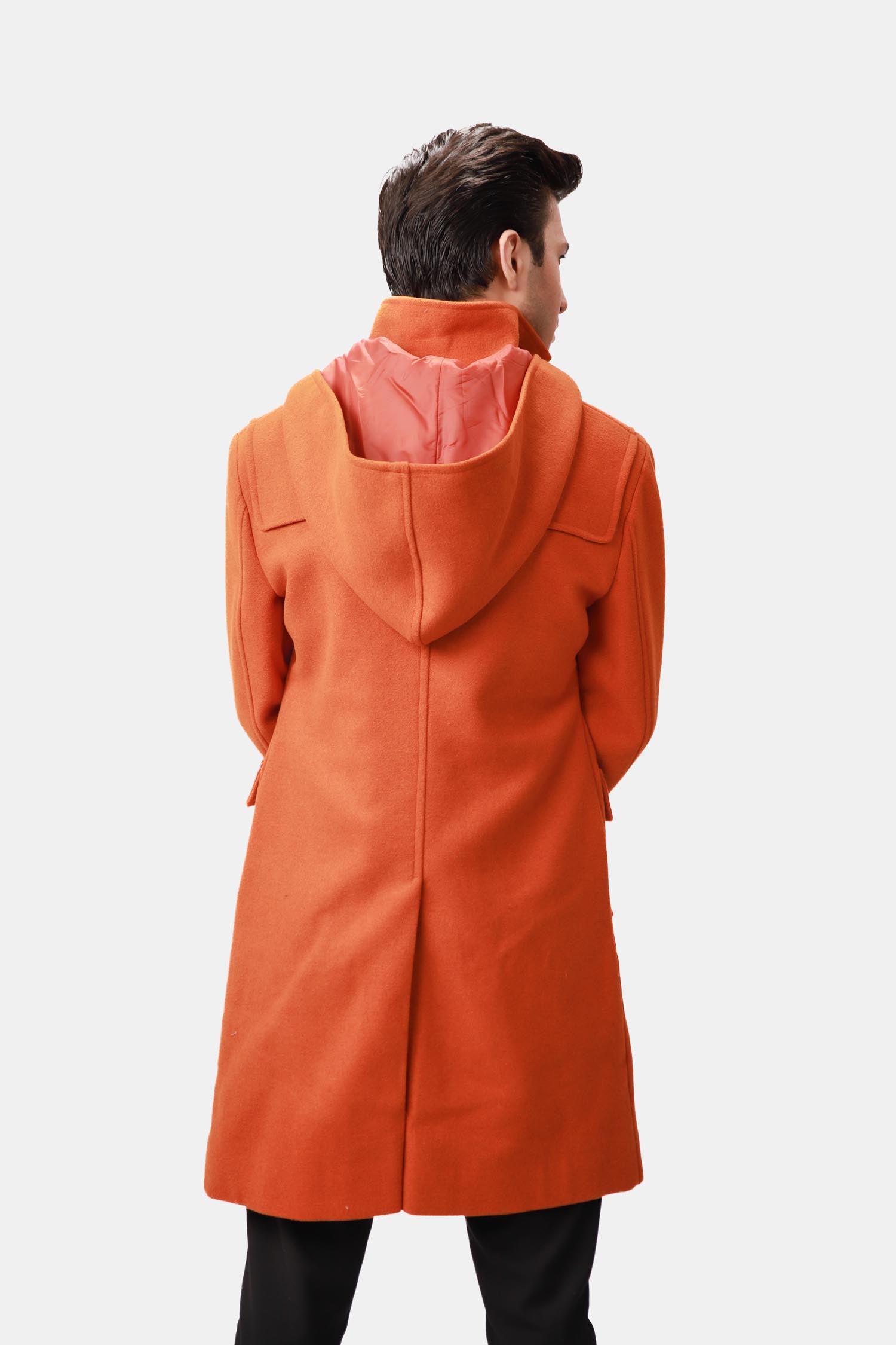 Orange Wool Coat For Men