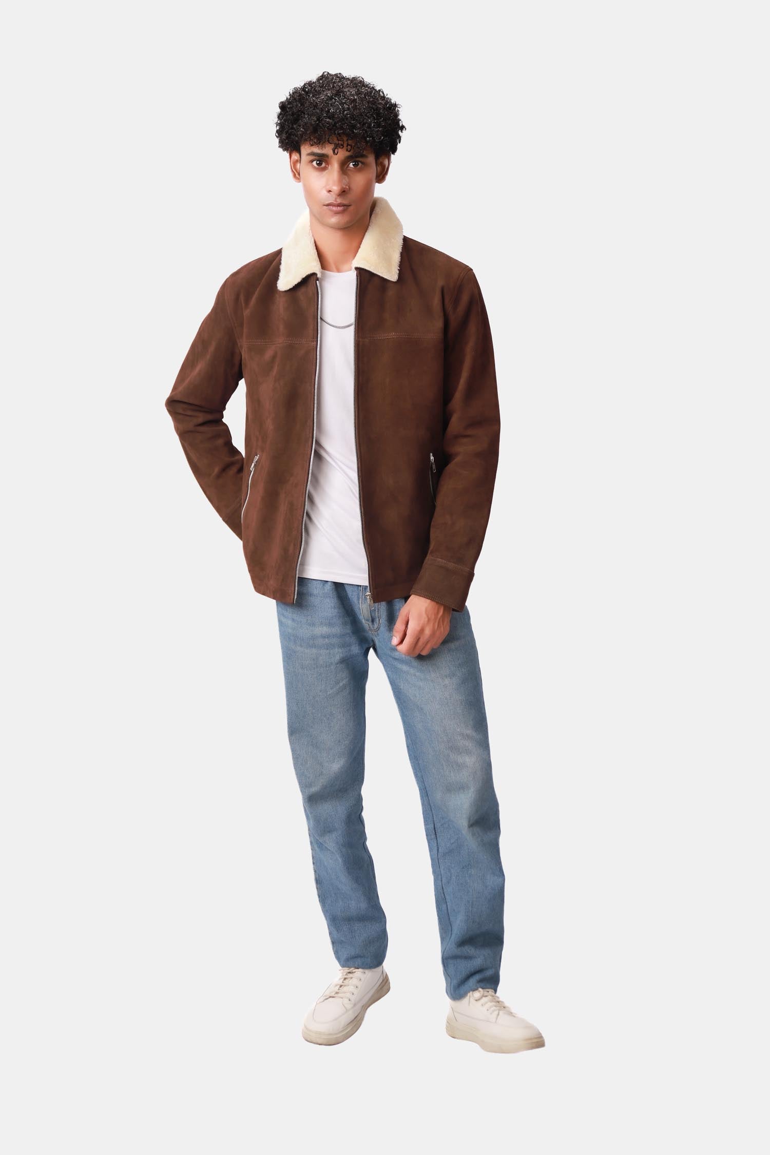 Dark Brown Leather Biker Jacket 